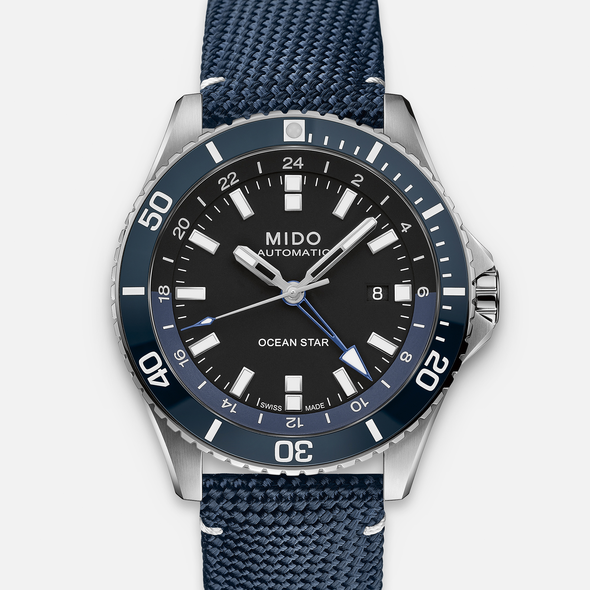 MidoOcean Star GMT Black Dial On Blue Strap