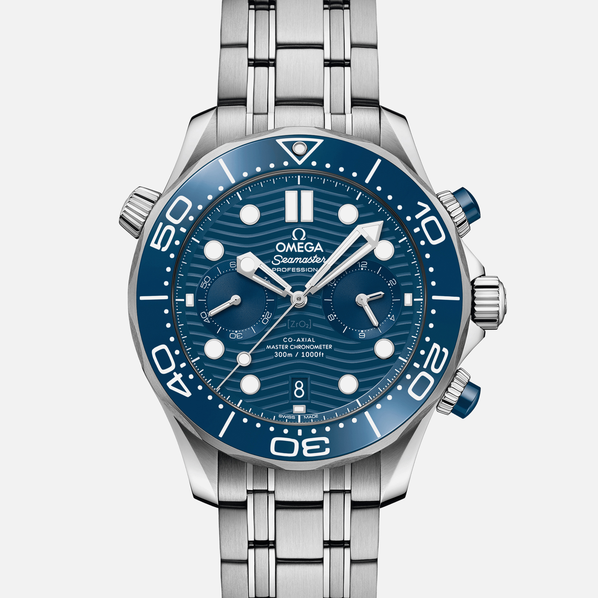 OMEGASeamaster Diver 300M Co-Axial Master Chronometer Chronograph 44mm Blue Dial On Bracelet