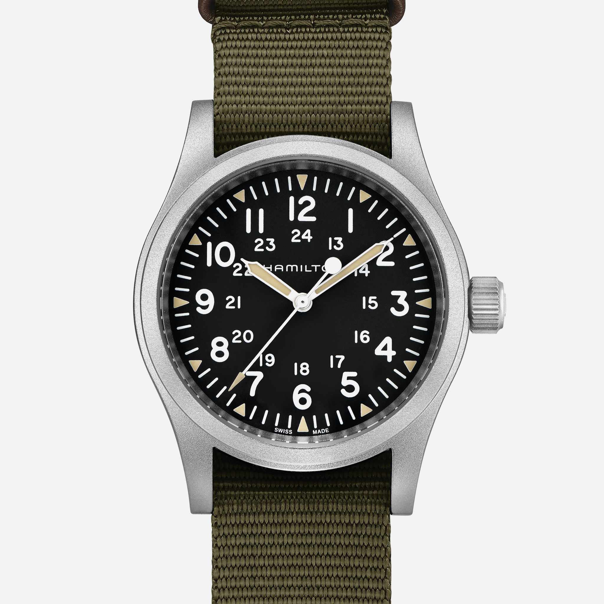 HamiltonKhaki Field Mechanical 38mm On Green Strap
