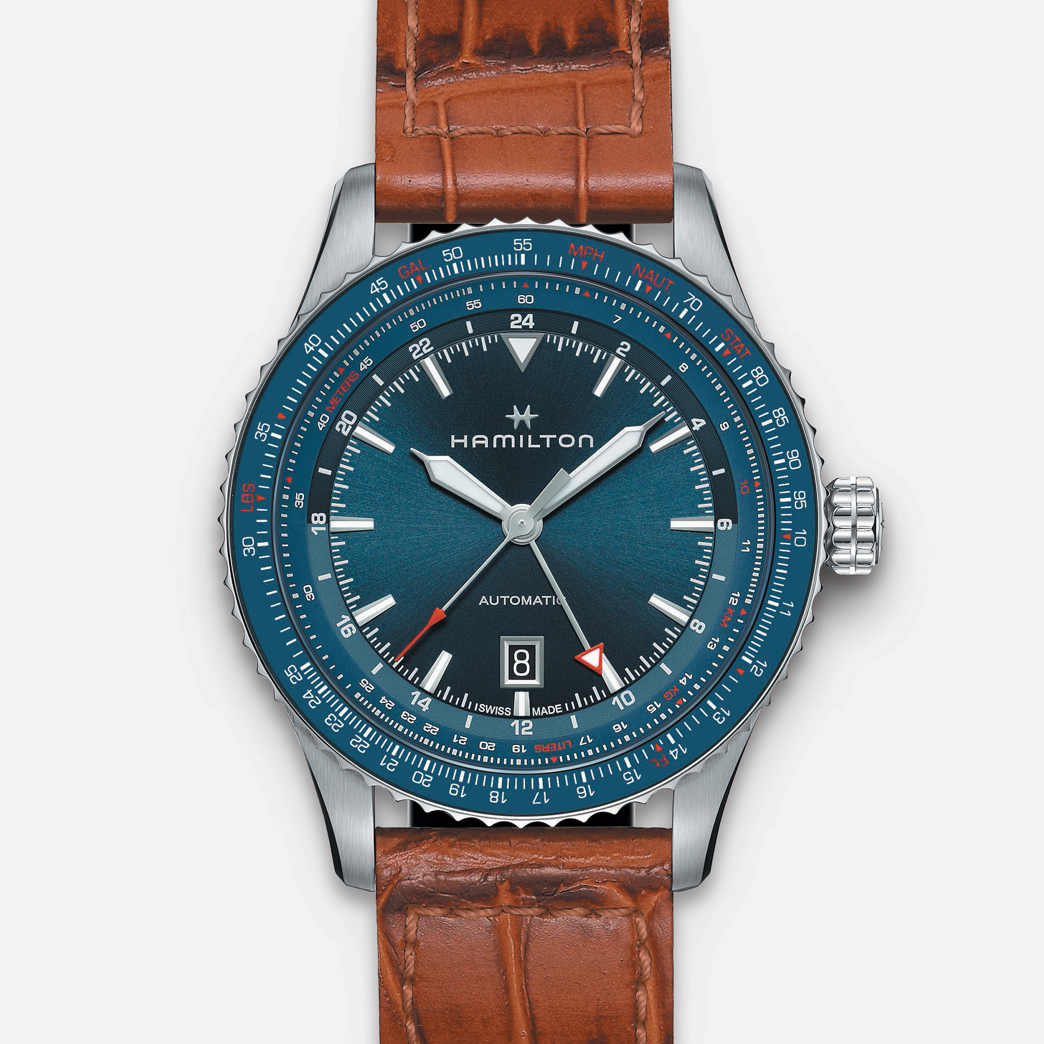 HamiltonKhaki Aviation Converter Automatic GMT On Leather Strap