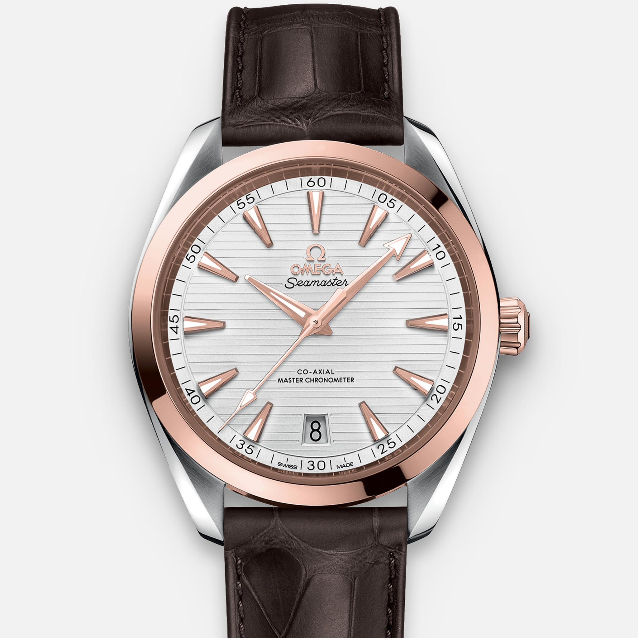 OMEGASeamaster Aqua Terra 150M Co-Axial Master Chronometer 41mm Two-Tone Sedna Gold White Dial On Leather Strap