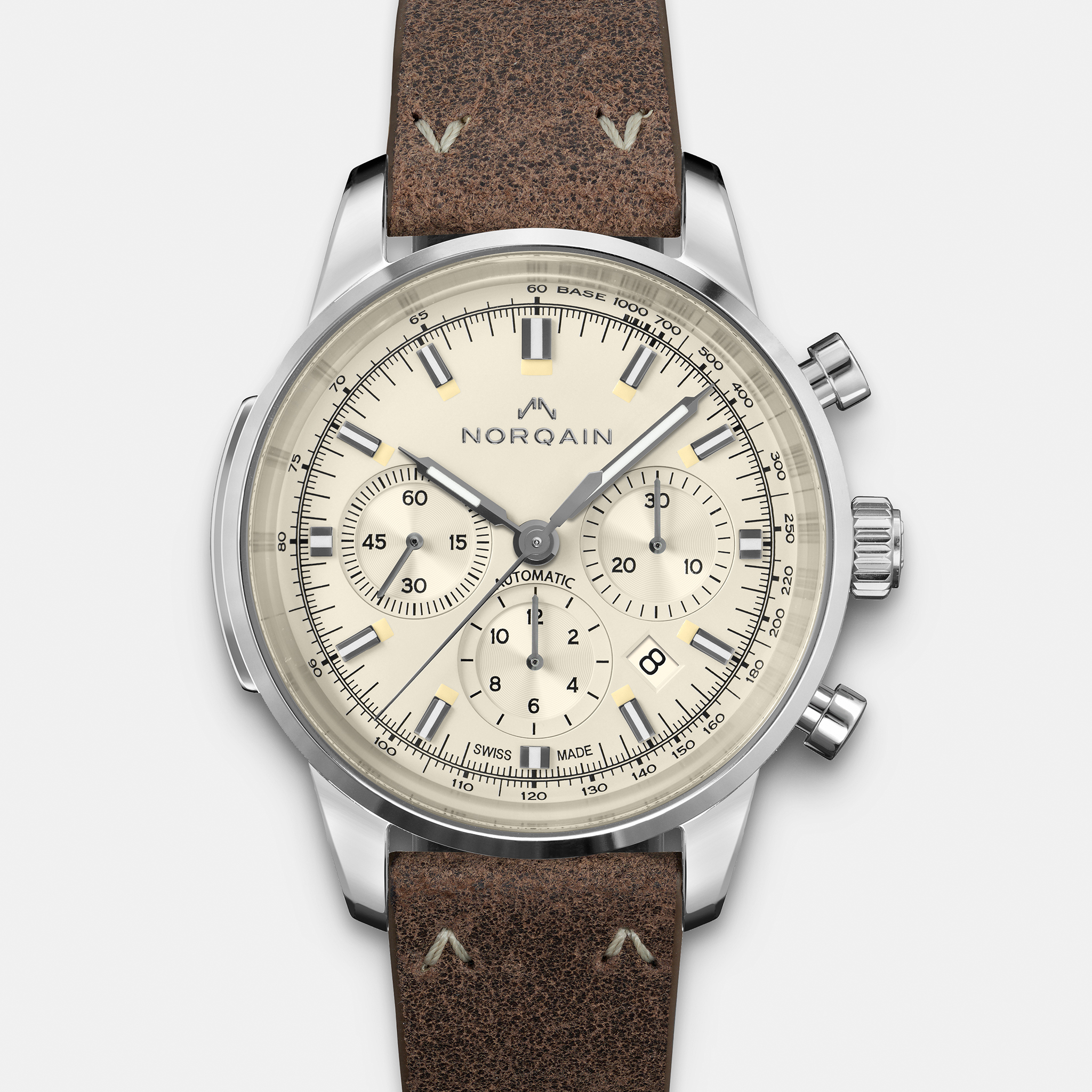 NORQAINFreedom 60 Chronograph Cream Dial On Leather Strap