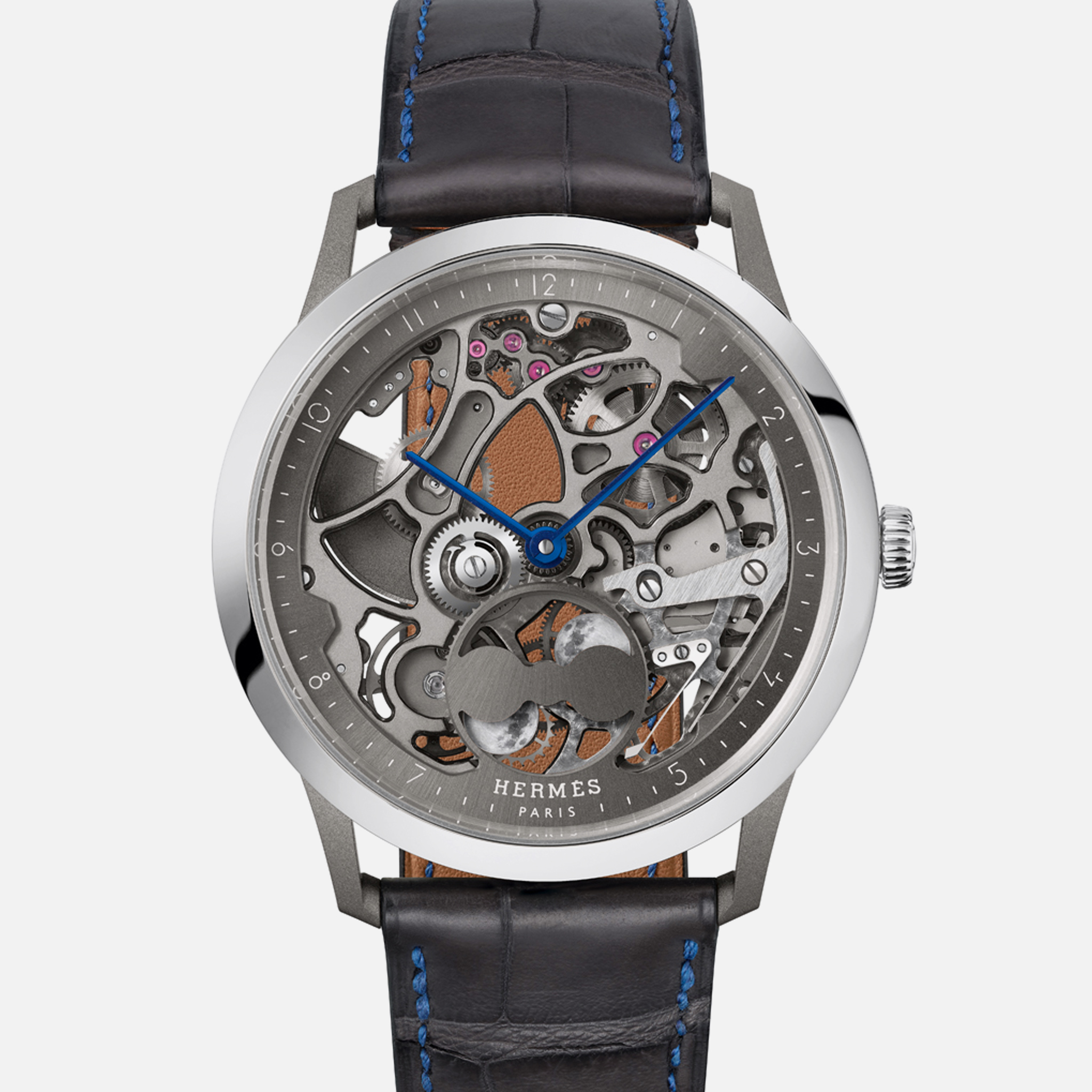 HermèsSlim D'Hermès Squelette Lune In Titanium And Platinum