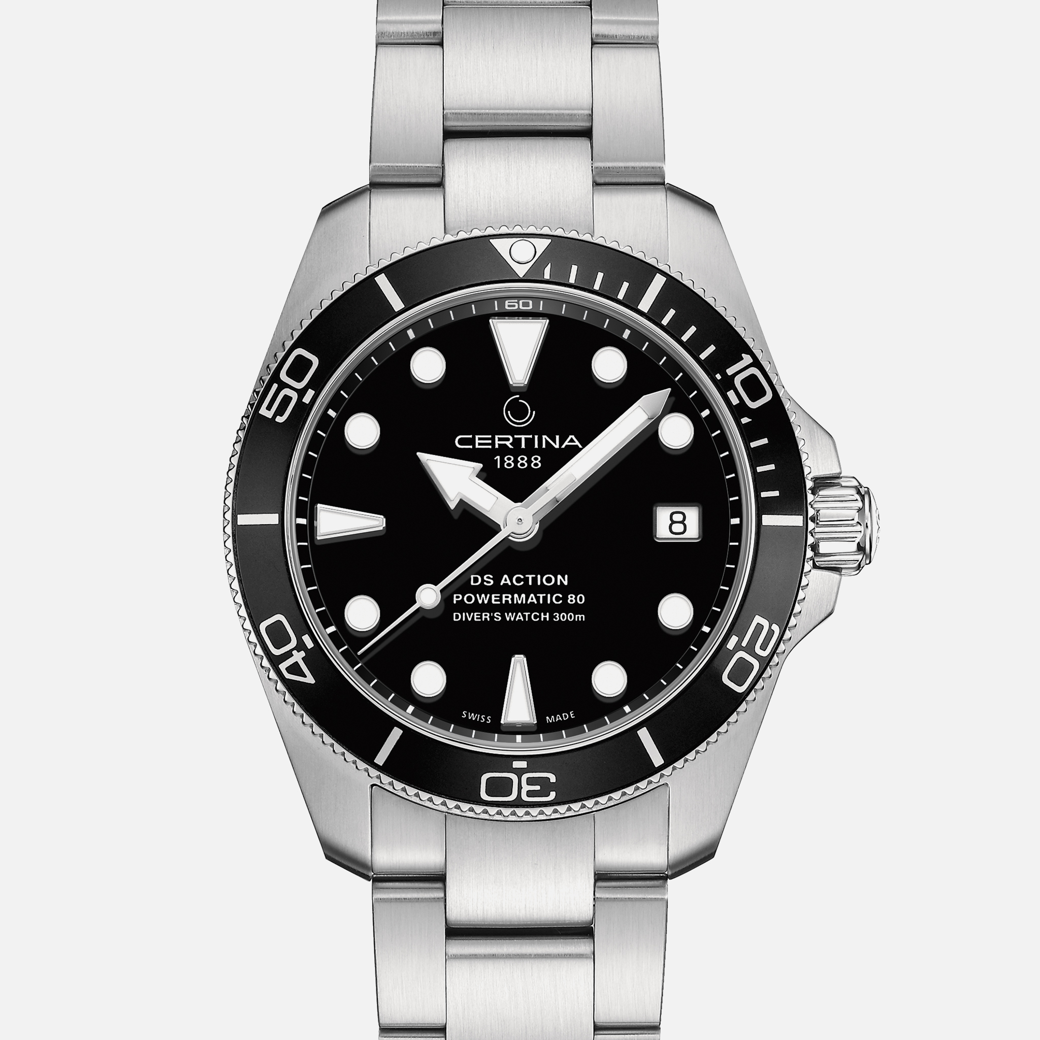 CertinaDS Action Diver 38mm Black Dial On Bracelet