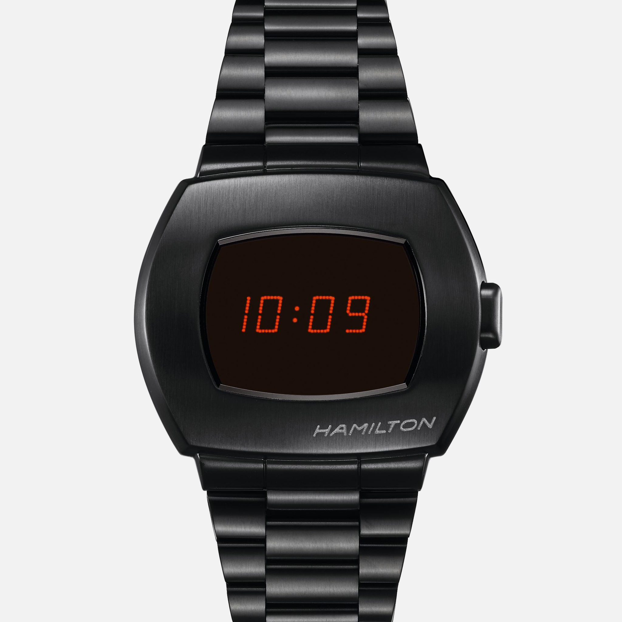 HamiltonPSR Digital Quartz Black PVD With Red Hybrid Digital Display