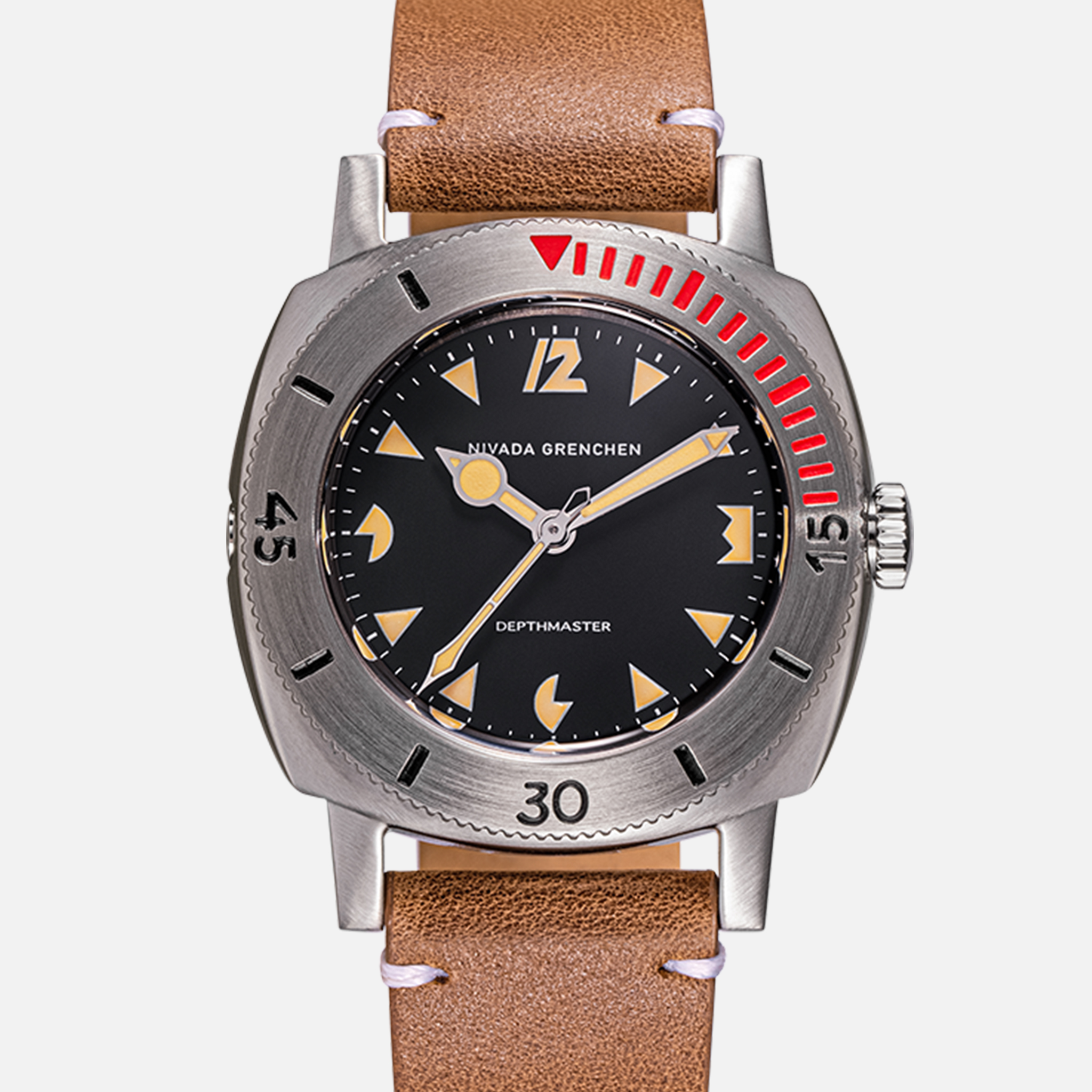 Nivada GrenchenDepthmaster ‘Pacman’ on Brown Leather Strap