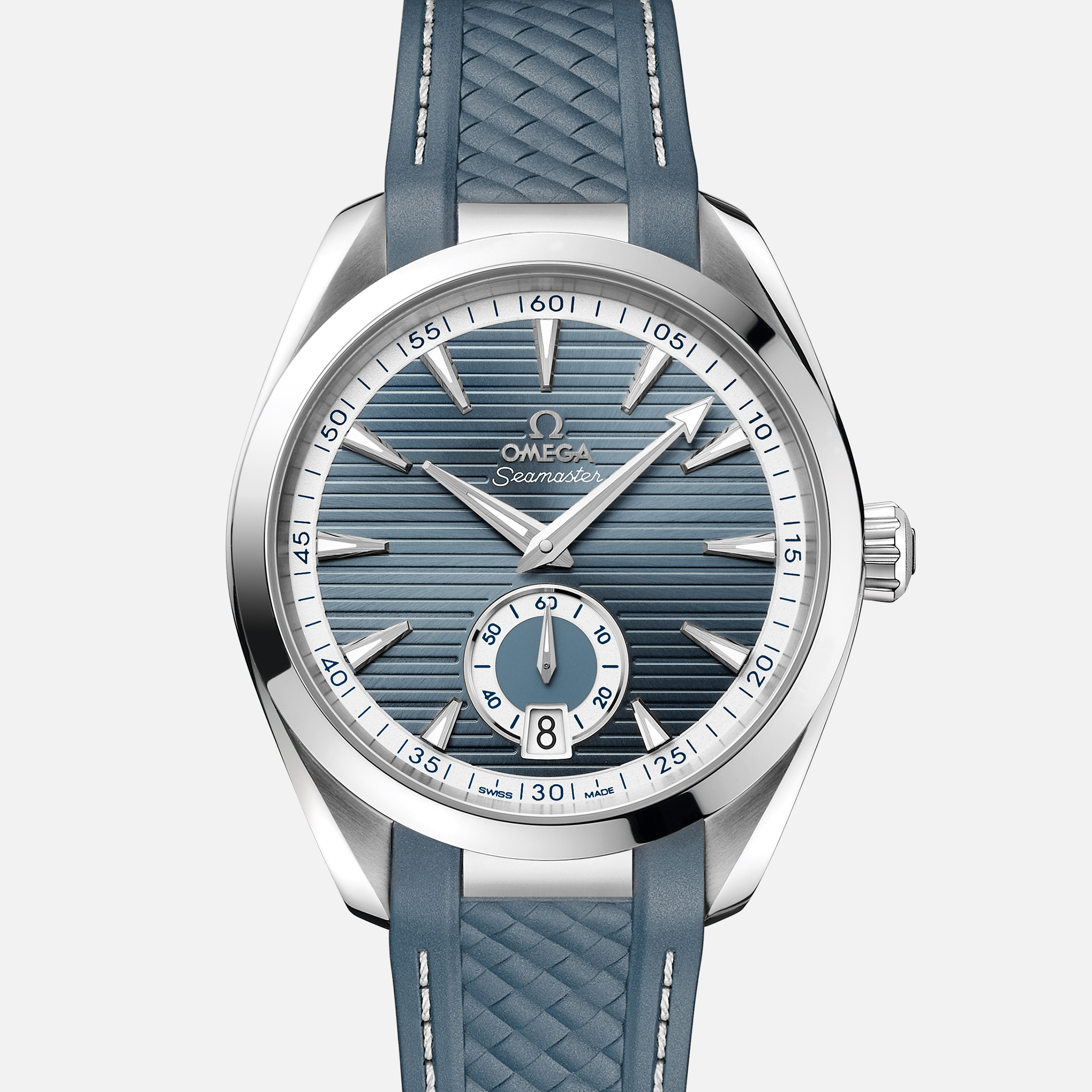 OMEGASeamaster Aqua Terra 150M Co‐Axial Master Chronometer Small Seconds 41mm Steel Blue Dial On Rubber Strap