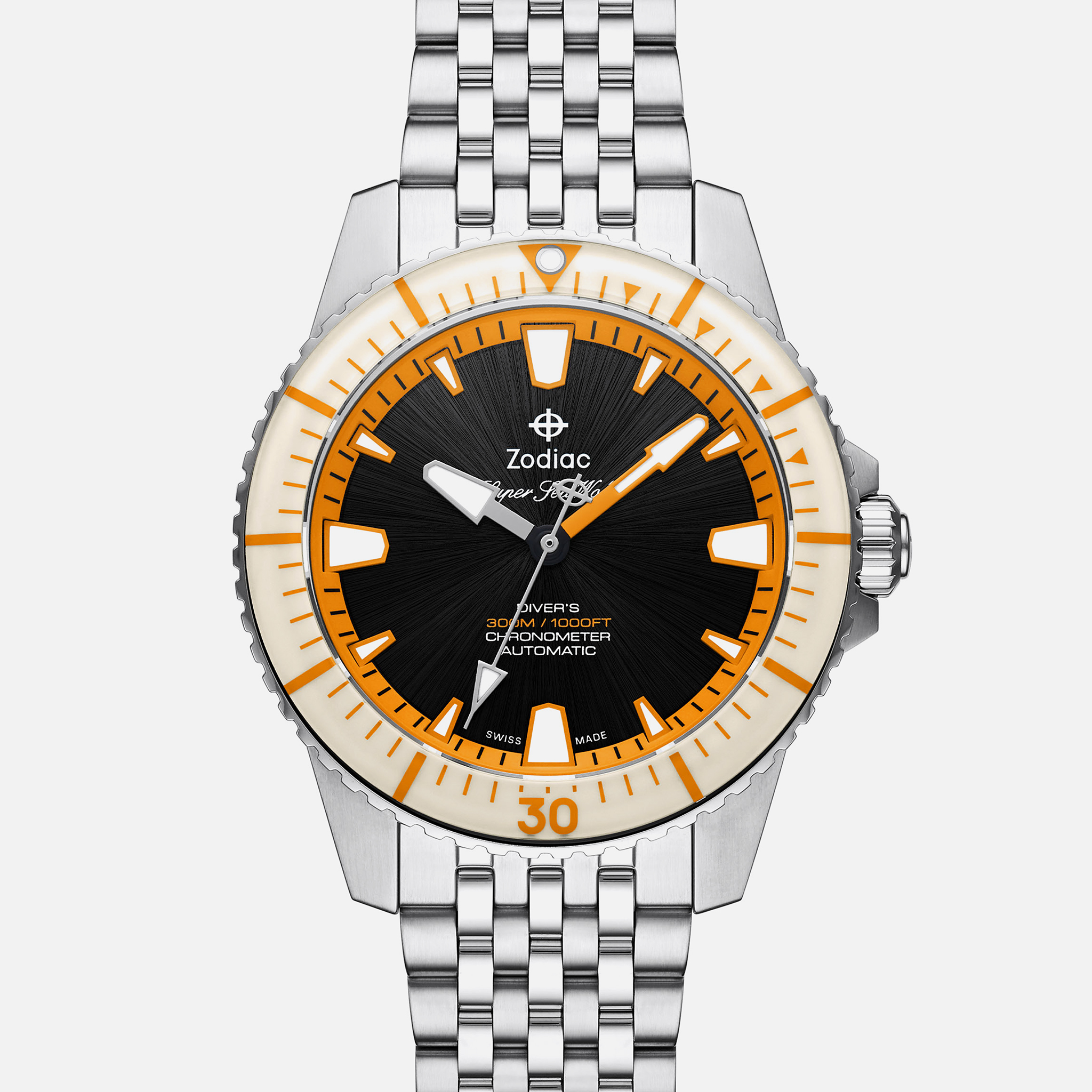 ZodiacSuper Sea Wolf Pro-Diver Orange and White Bezel ZO3553