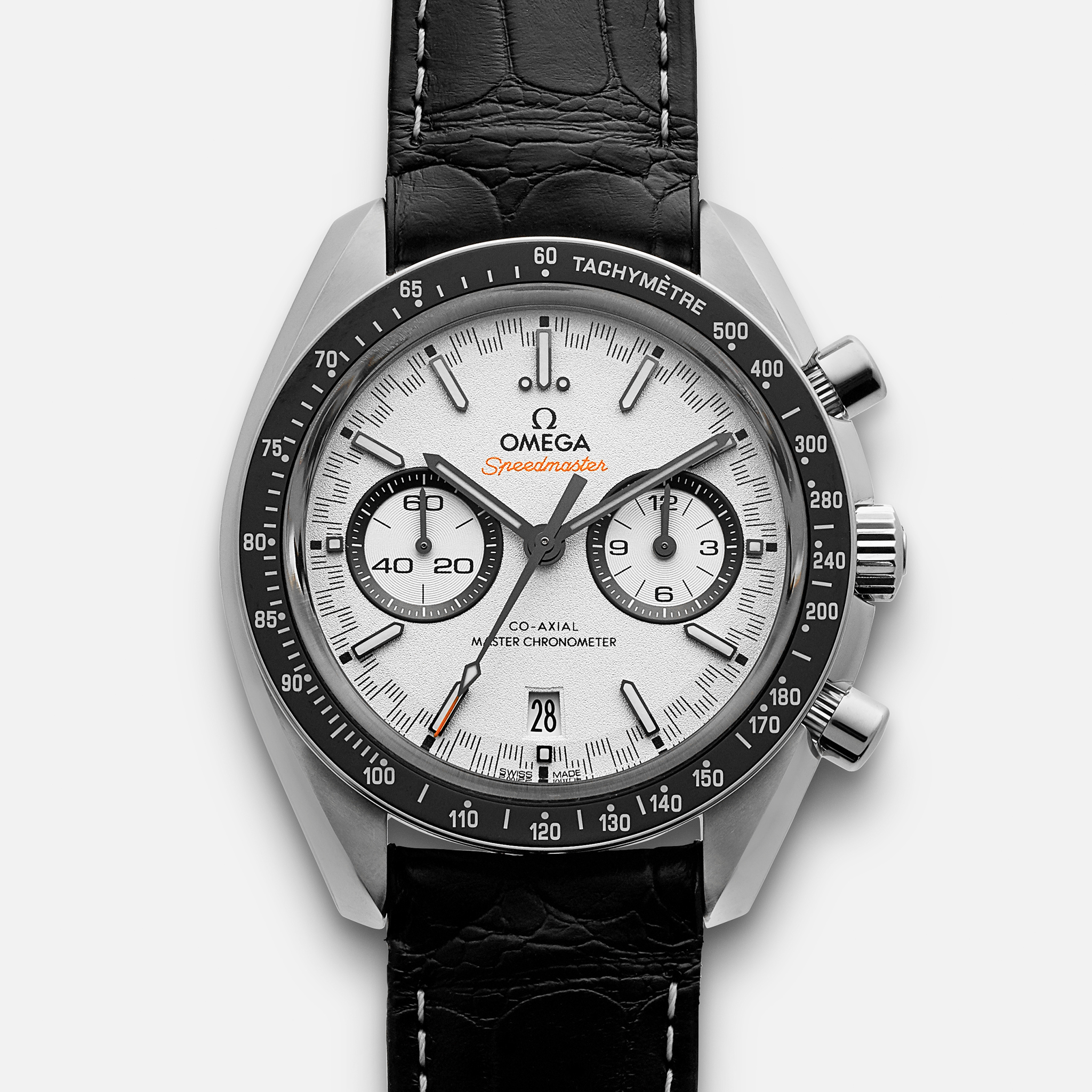 OMEGASpeedmaster Racing Co-Axial Master Chronometer Chronograph 44.25mm White Dial On Strap