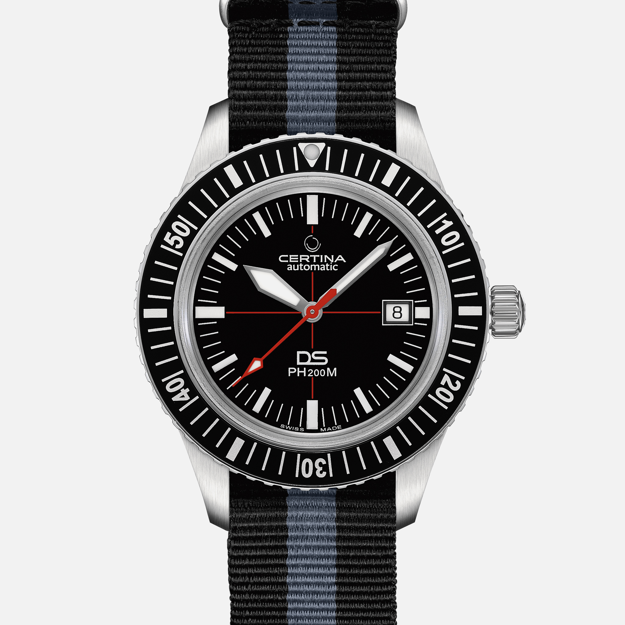 CertinaDS PH200M Black Dial On Fabric Strap With Hesalite Crystal