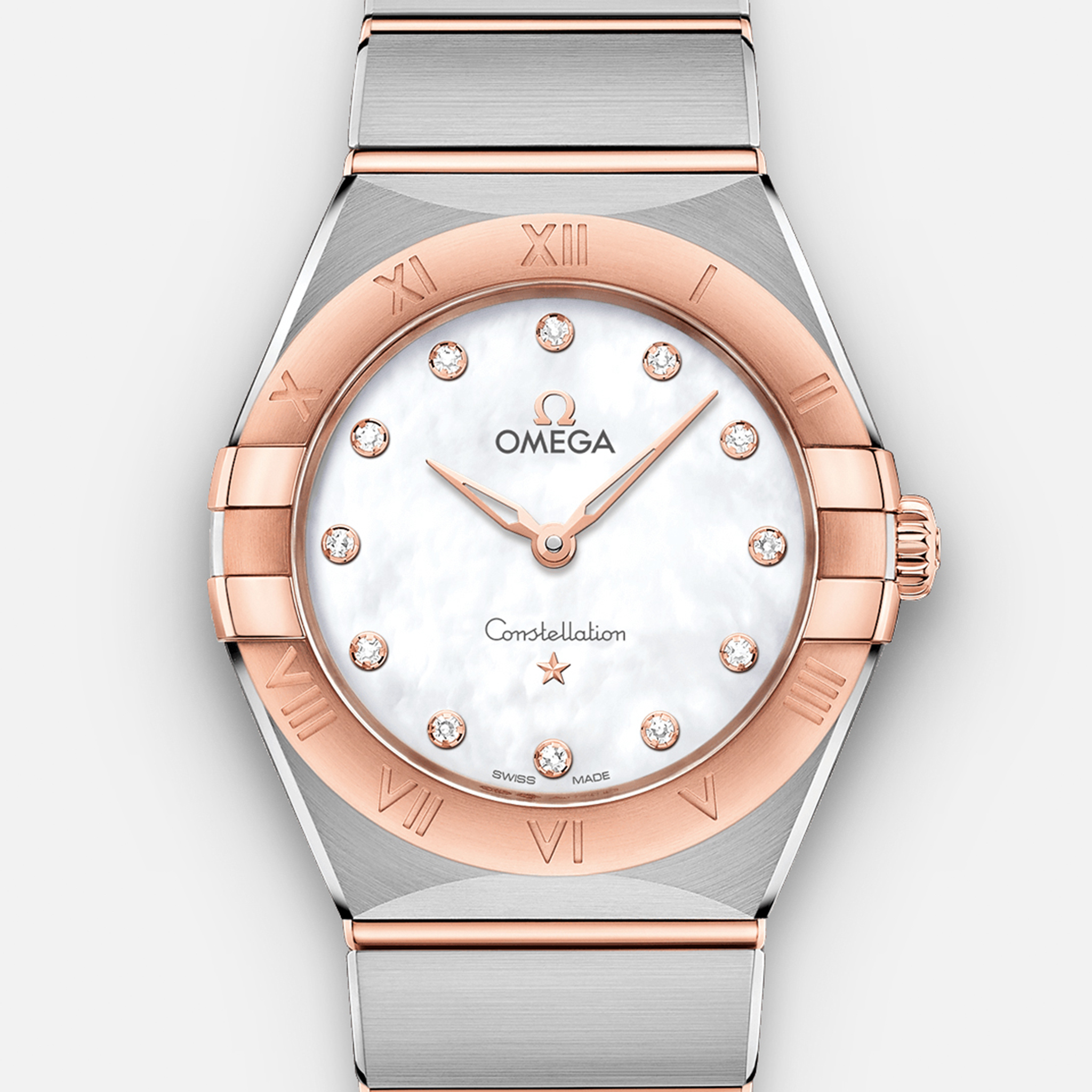 OMEGAConstellation Quartz 28mm Sedna Gold Two-Tone With Mother-Of-Pearl Dial And Diamonds