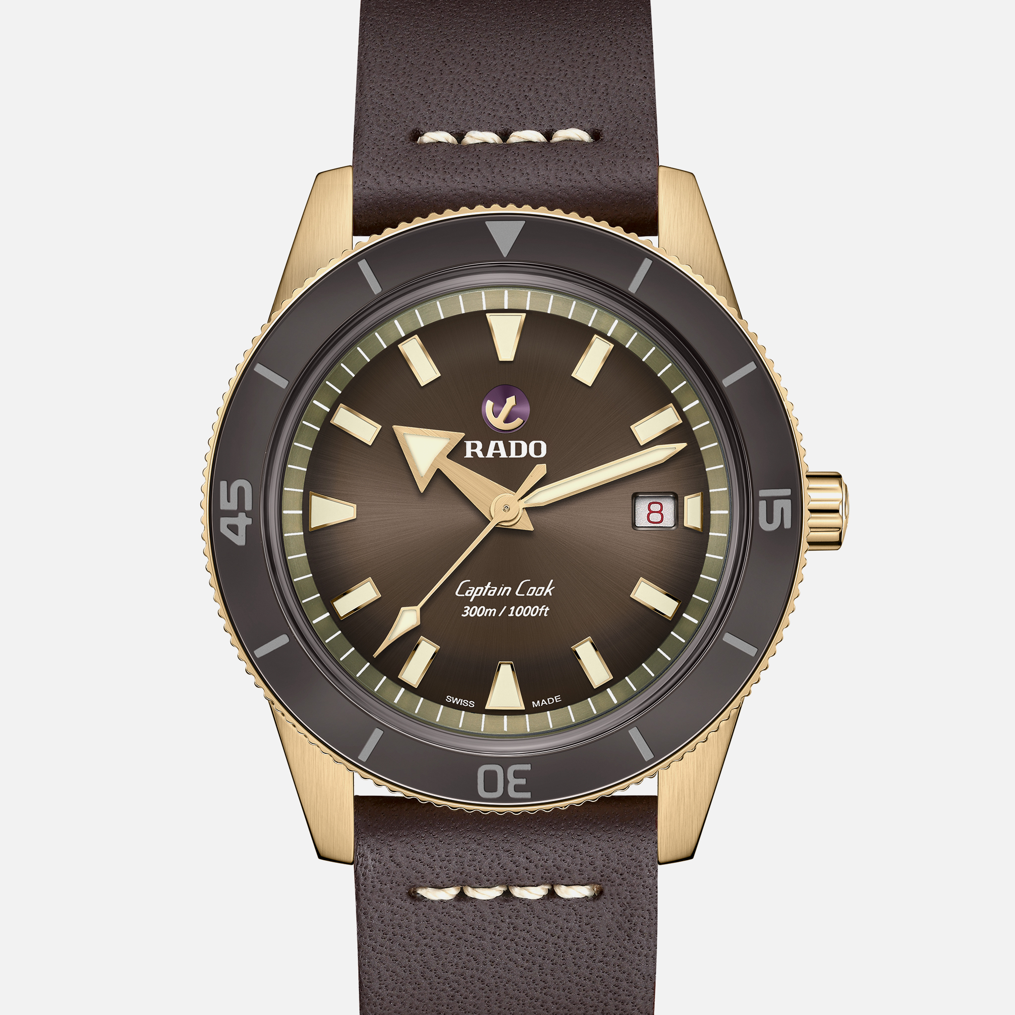 RadoCaptain Cook Automatic Bronze 42mm Brown Dial On Leather Strap