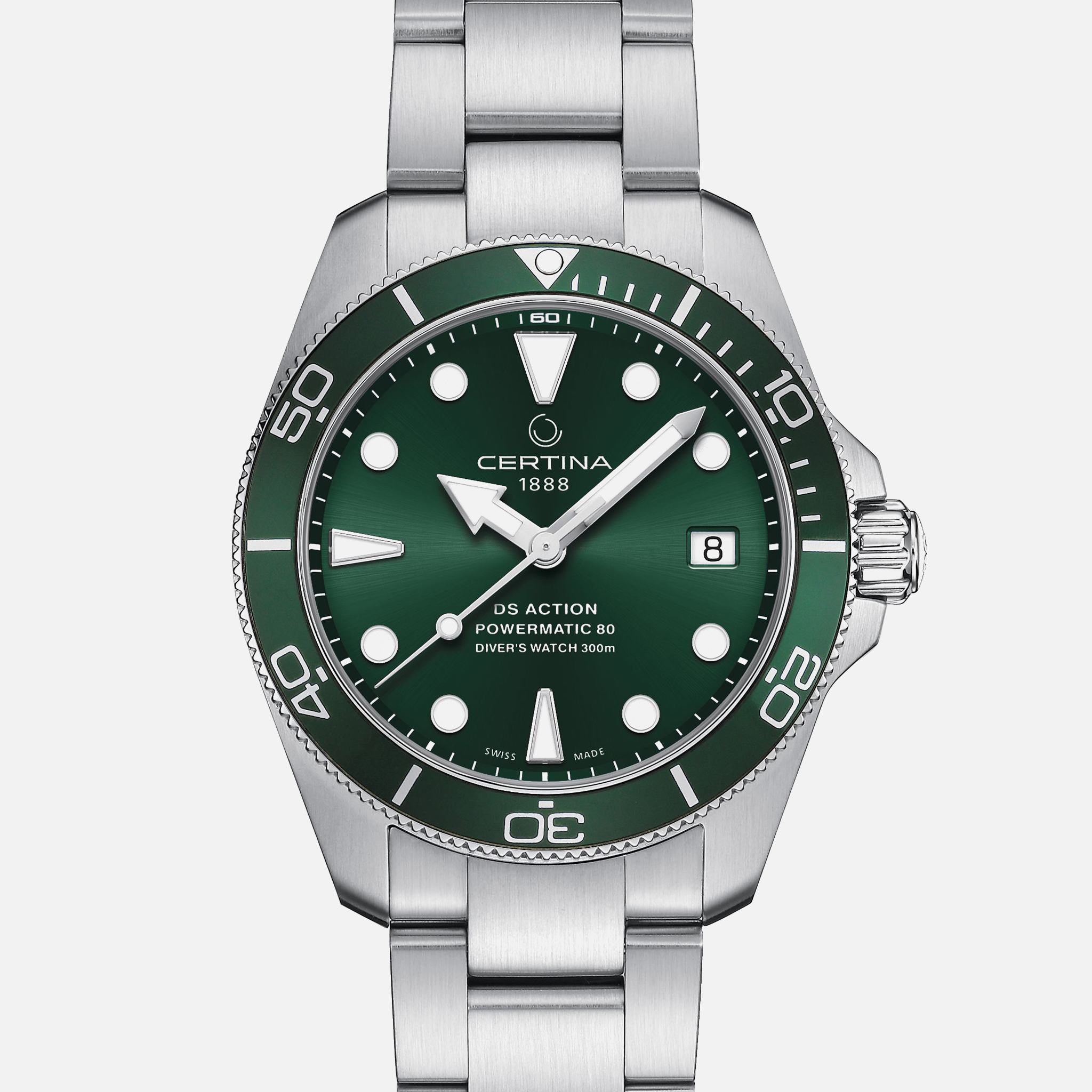 CertinaDS Action Diver 38mm Green Dial On Bracelet