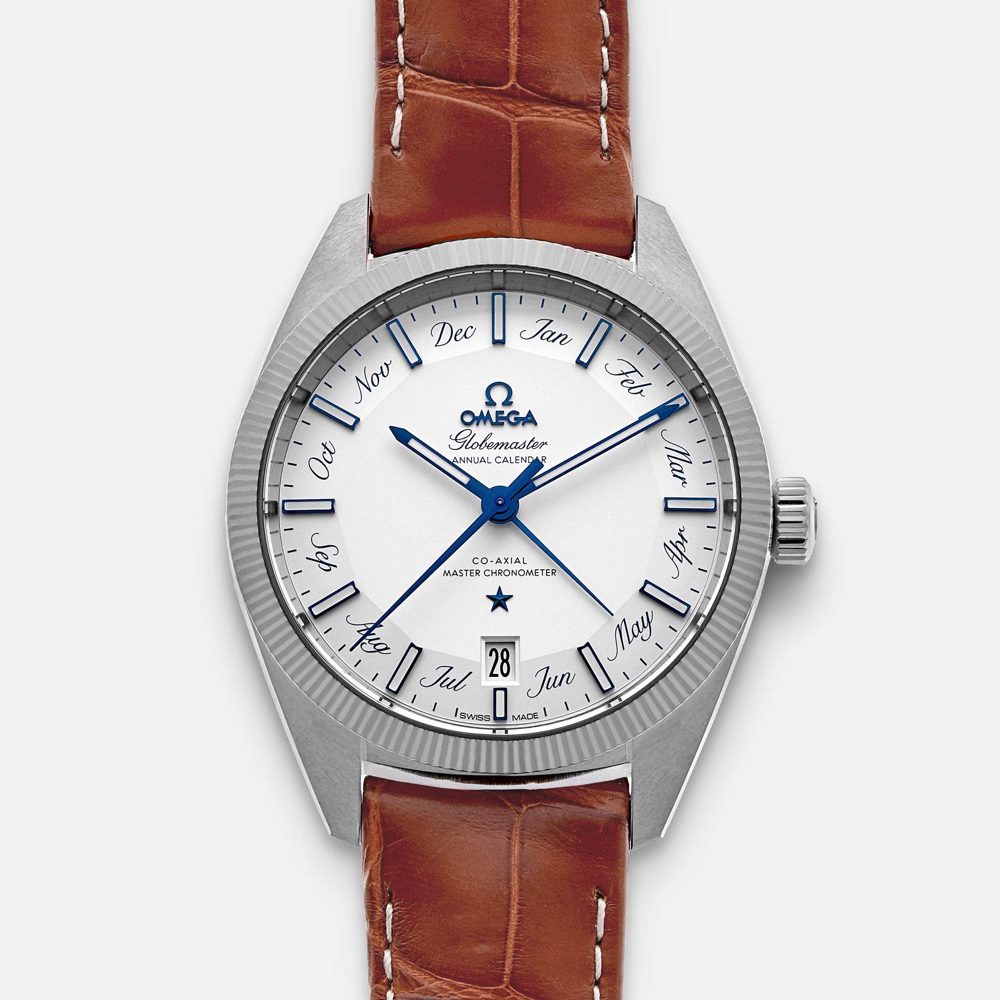 OMEGAConstellation Globemaster Co-Axial Master Chronometer Annual Calendar 41mm White Dial On Leather Strap