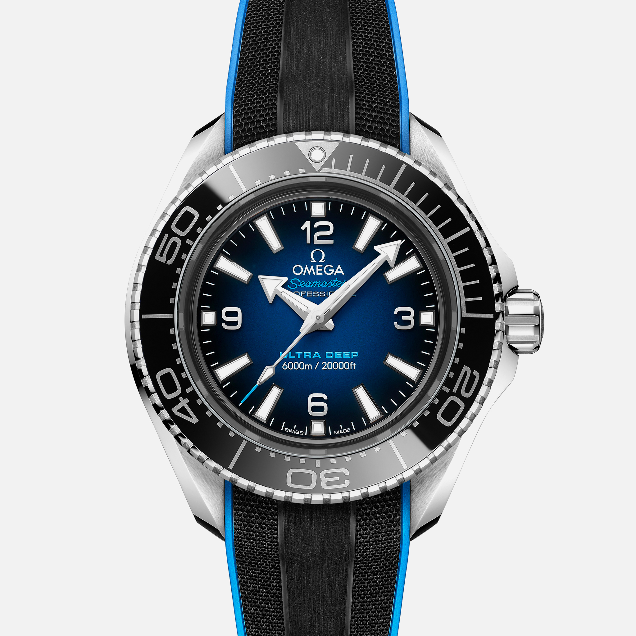 OMEGASeamaster Planet Ocean Ultra Deep Professional 6000M Co-Axial Master Chronometer 45.5mm Blue Dial On Rubber Strap