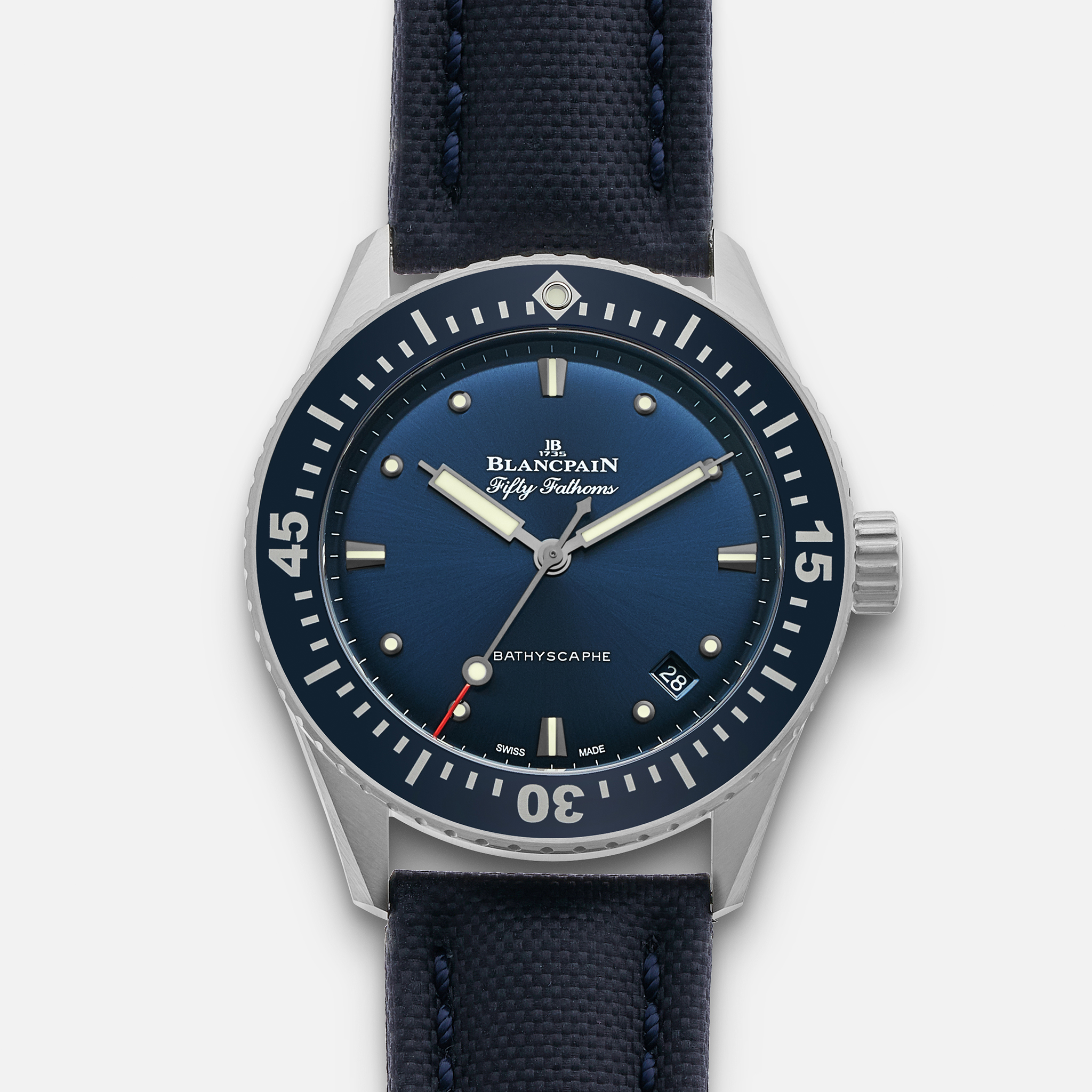 BlancpainFifty Fathoms Bathyscaphe 38mm Blue Dial In Steel