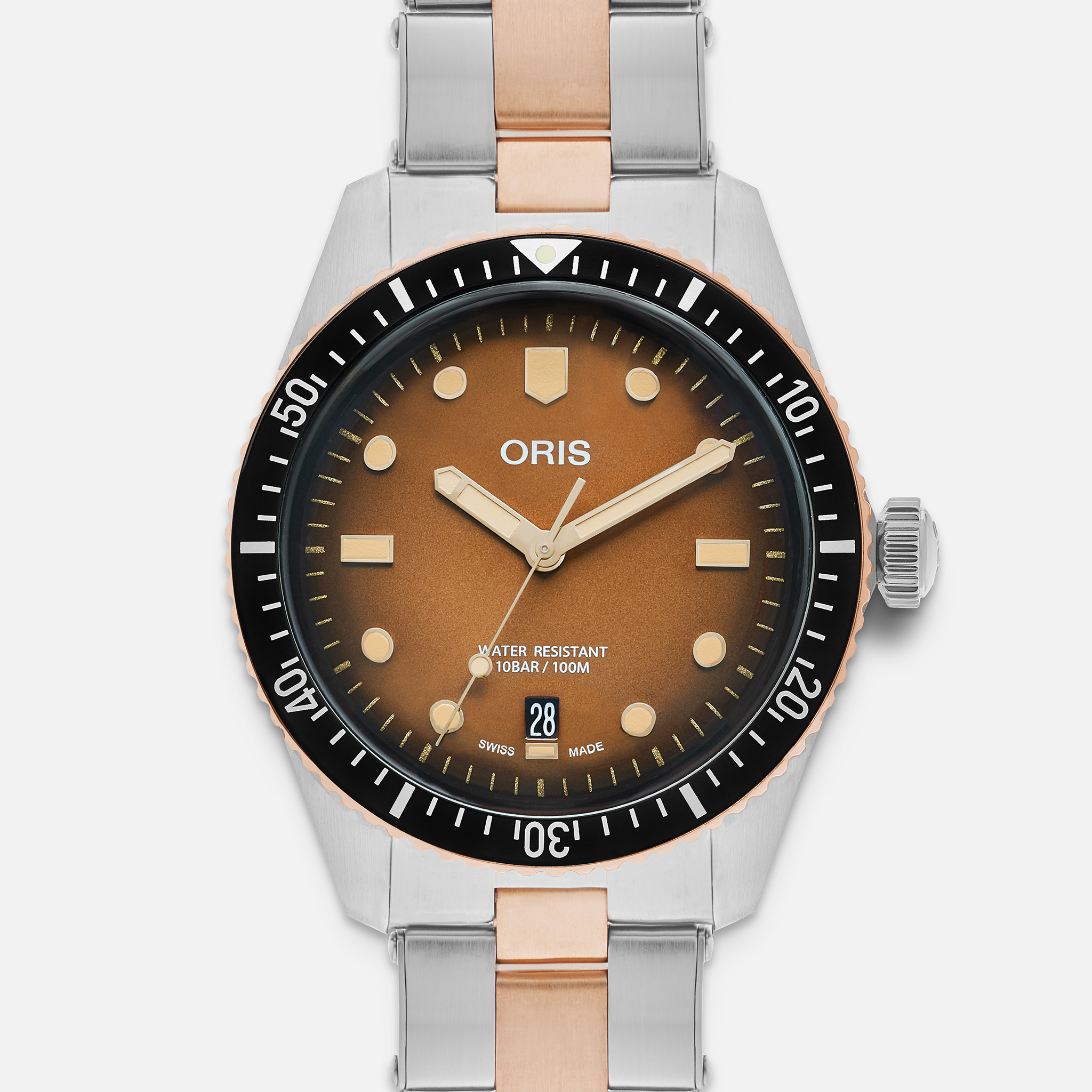 OrisDivers Sixty-Five 'Sunset Brown' 40mm In Bronze And Stainless Steel On Bracelet