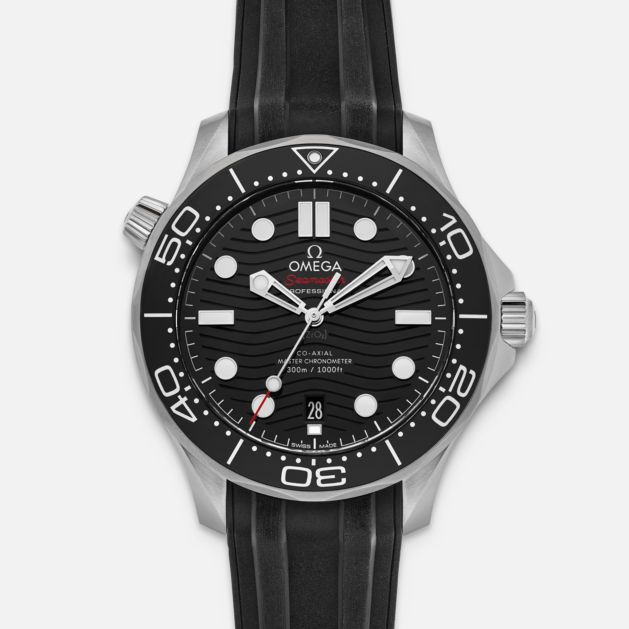 OMEGASeamaster Diver 300M Co-Axial Master Chronometer 42mm Black Dial On Rubber Strap