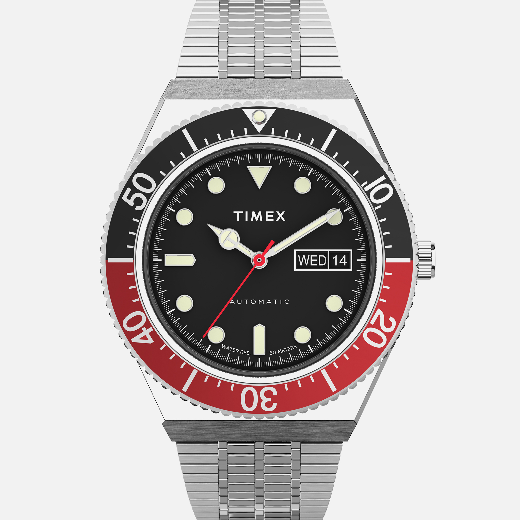 TIMEXM79 Automatic 40mm With Red-Black Bezel On Bracelet