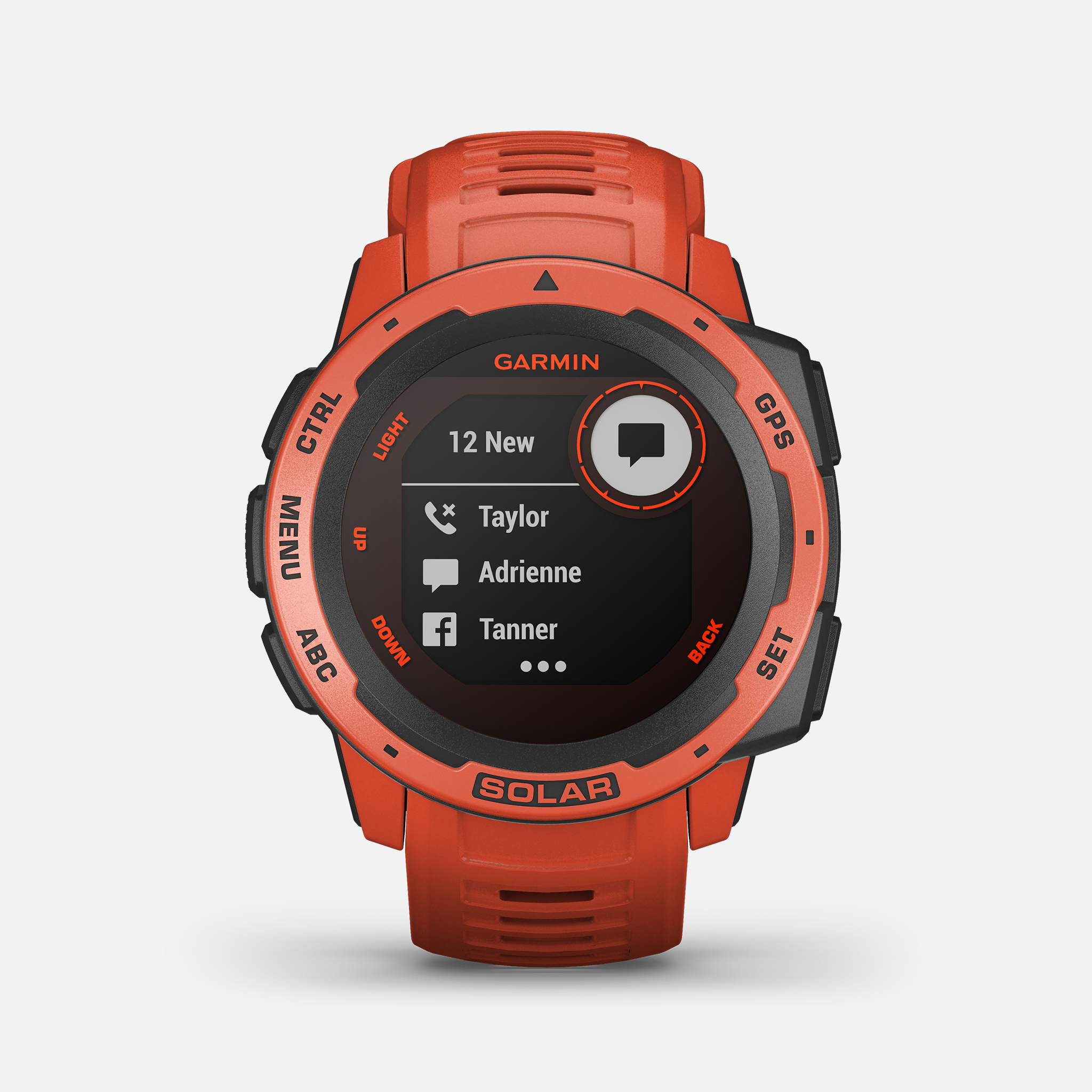 GarminInstinct Solar 45mm Ref. 010-02293-21 Flame Red With Red Band And Power Glass Lens