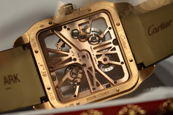 Introducing The Cartier Santos Dumont Skeleton In Pink Gold Live