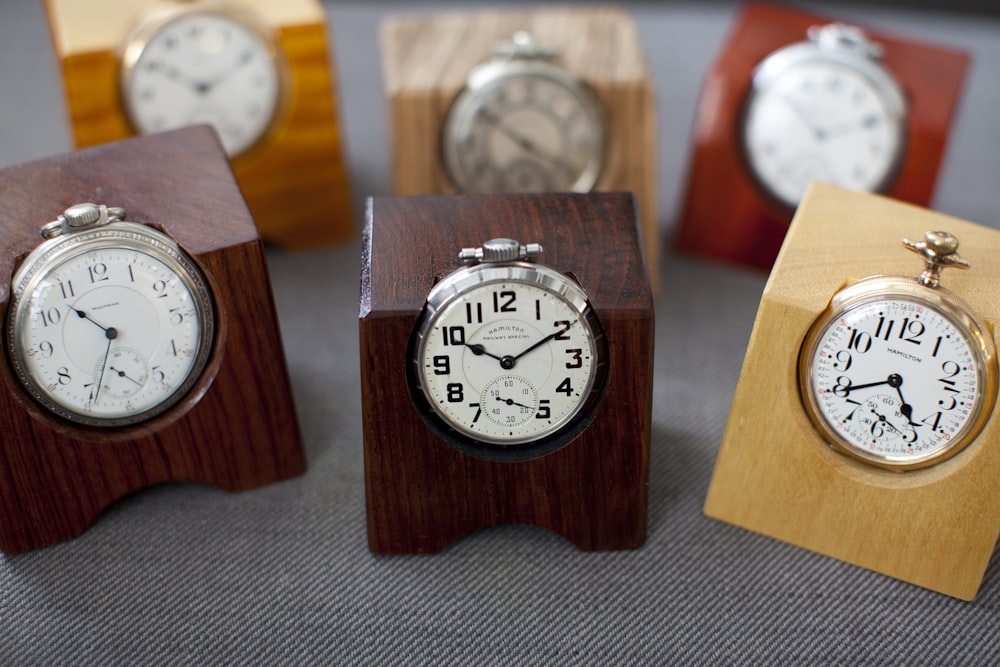 Useful Again Restored American Pocket Watches Turned Desk Clocks
