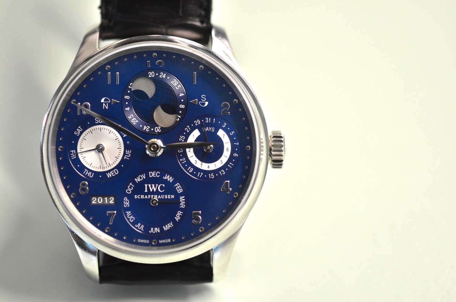 The IWC Portuguese Perpetual Calendar In White Gold With A Blue