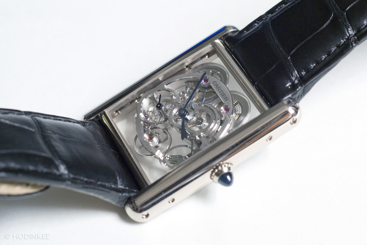 tank louis cartier skeleton sapphire watch