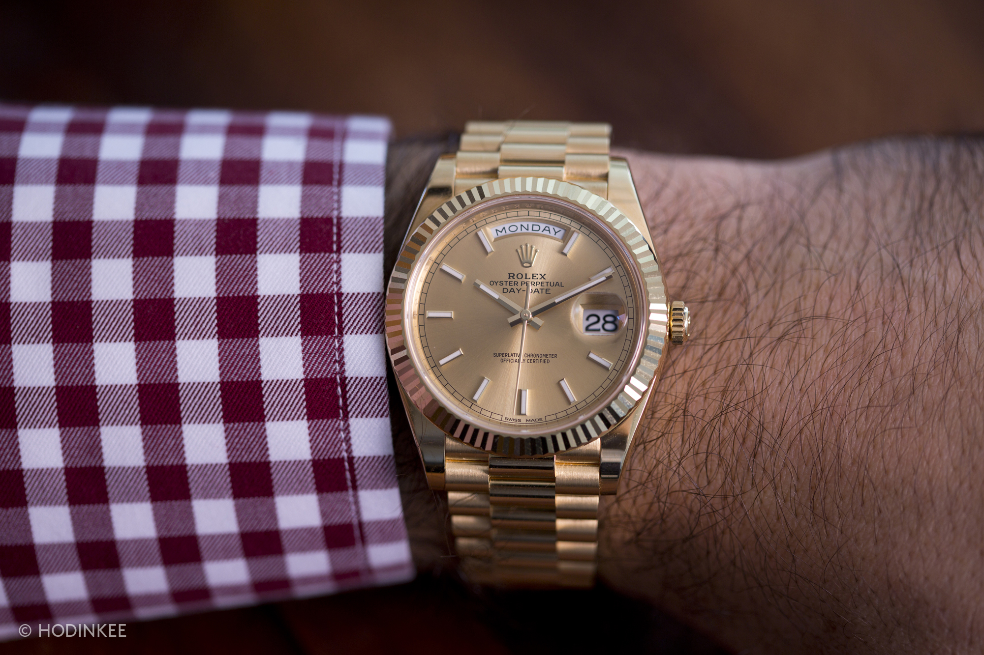 rolex day date 40 yellow gold white dial