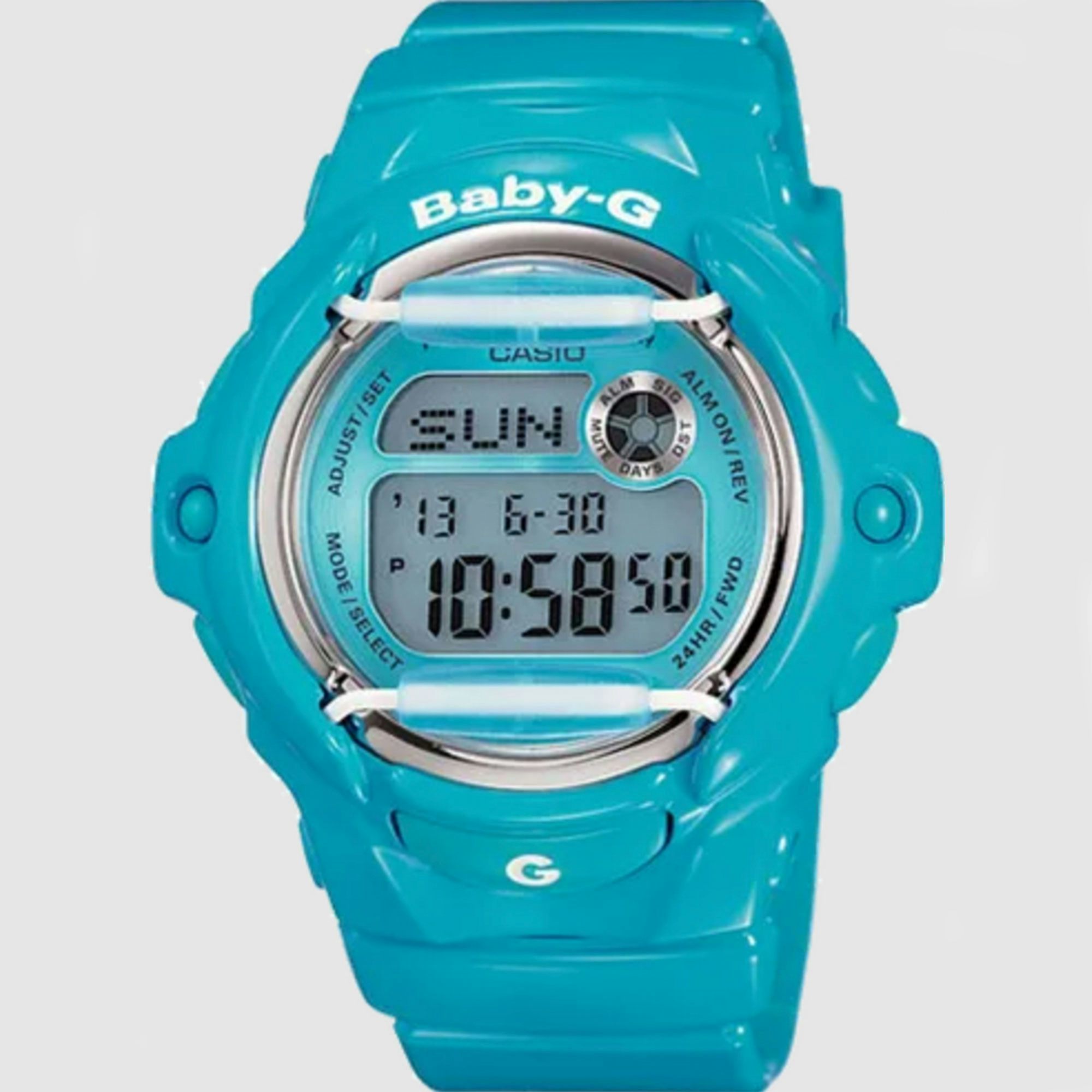 A blue Casio Baby G watch
