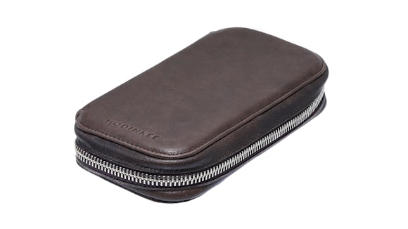 HODINKEE Dark Brown Leather Zipper Travel Pouch for Two Watches