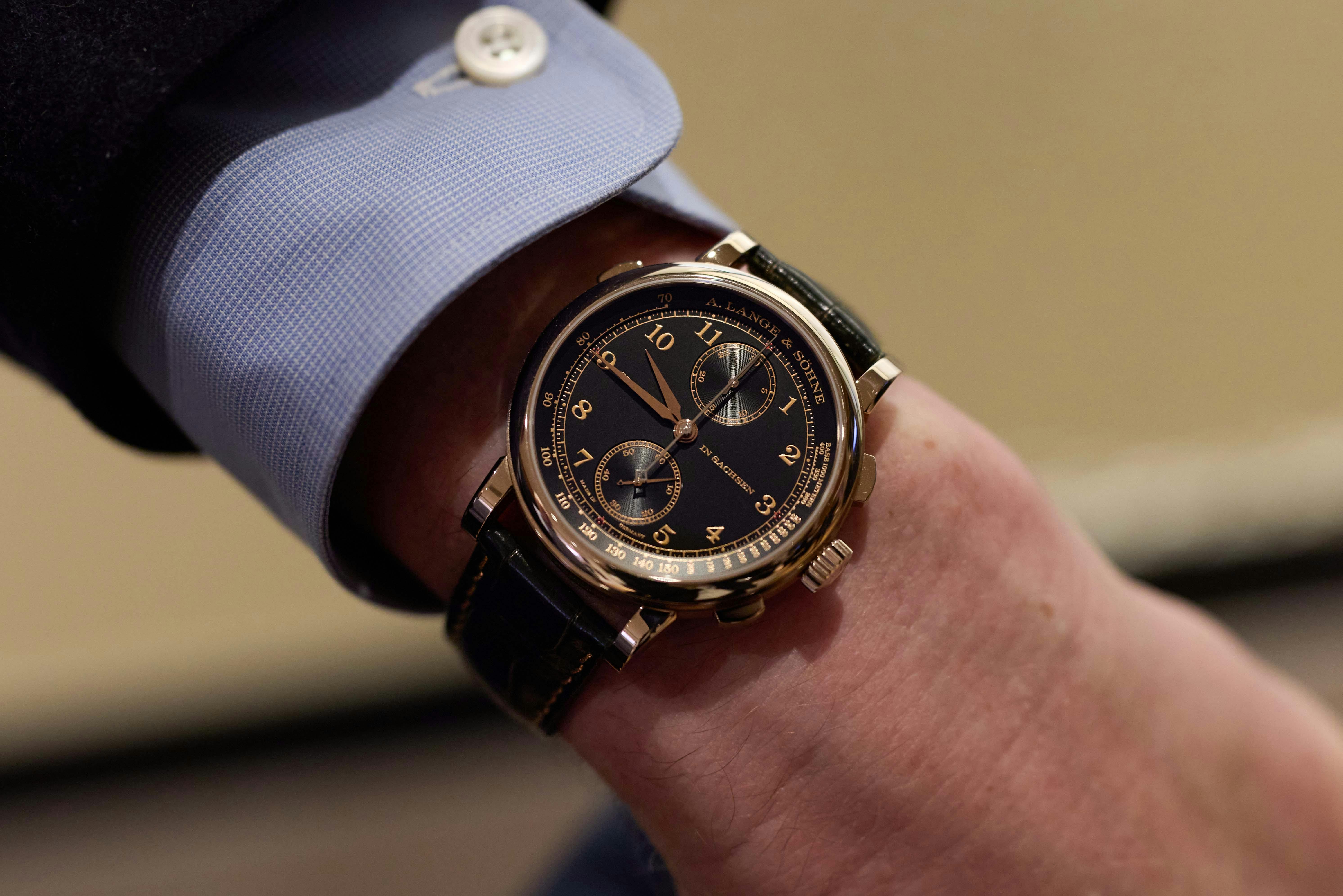 Prominent collector and Quill & Pad contributor Gary Getz (@garyg_1) with his A. Lange & Söhne 1815 Rattrapante Honeygold "Homage to F. A. Lange"