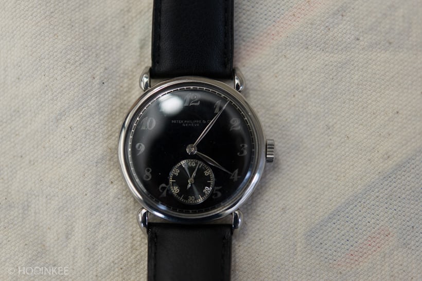 Lot 59: A Stainless Steel Patek Philippe Ref. 1503 with Breguet numerals.