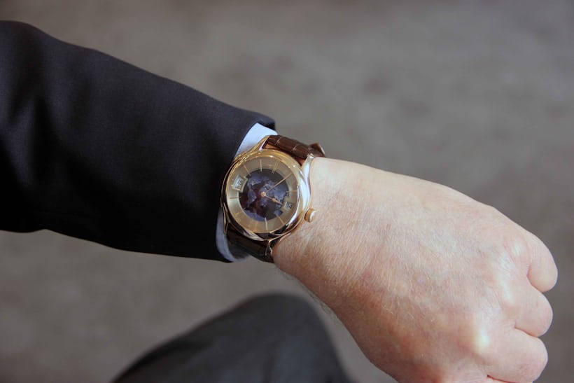 On the wrist of its creator, the latest Galet Traveller 