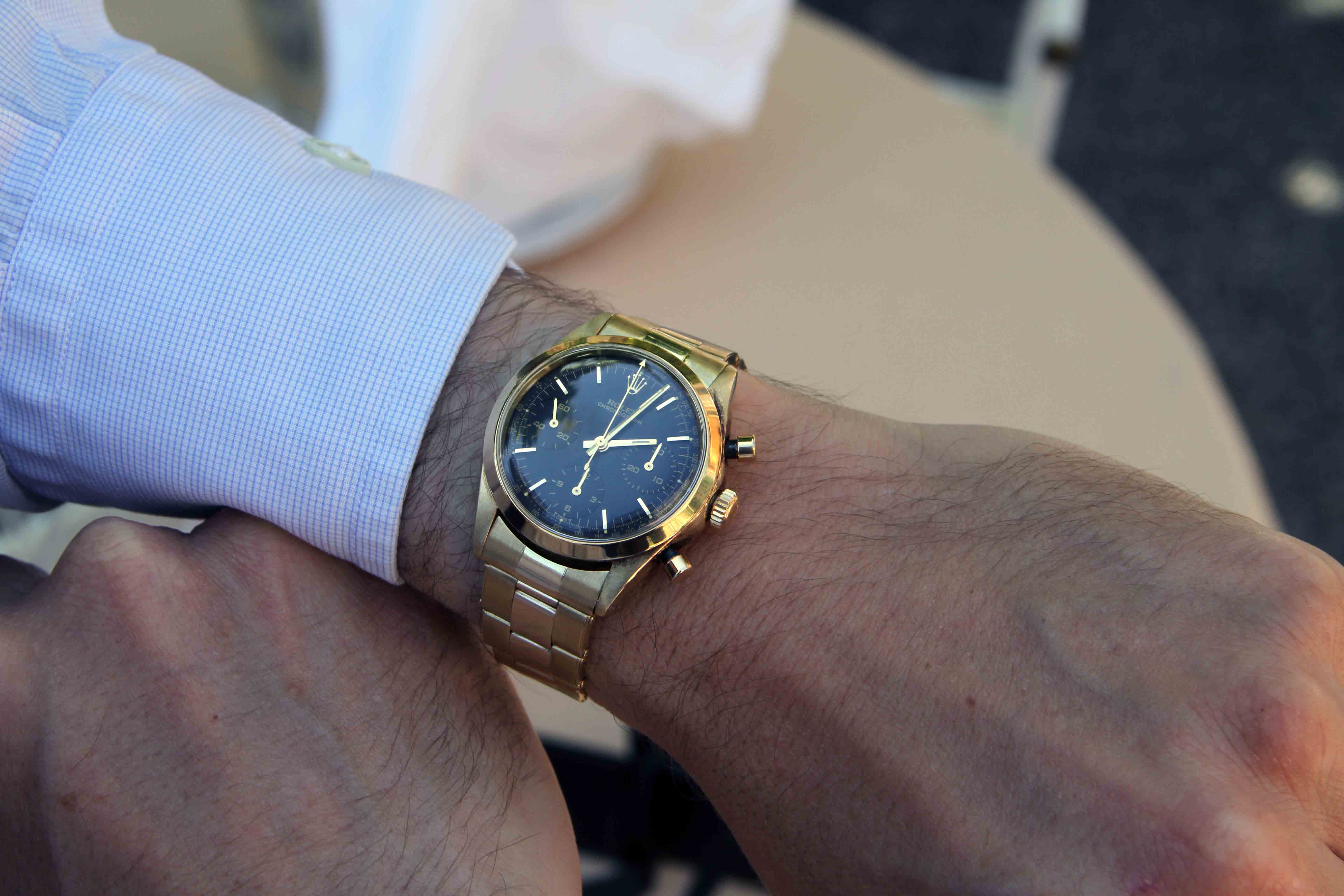 Rolex Pre-Daytona Reference 6238 in yellow gold.