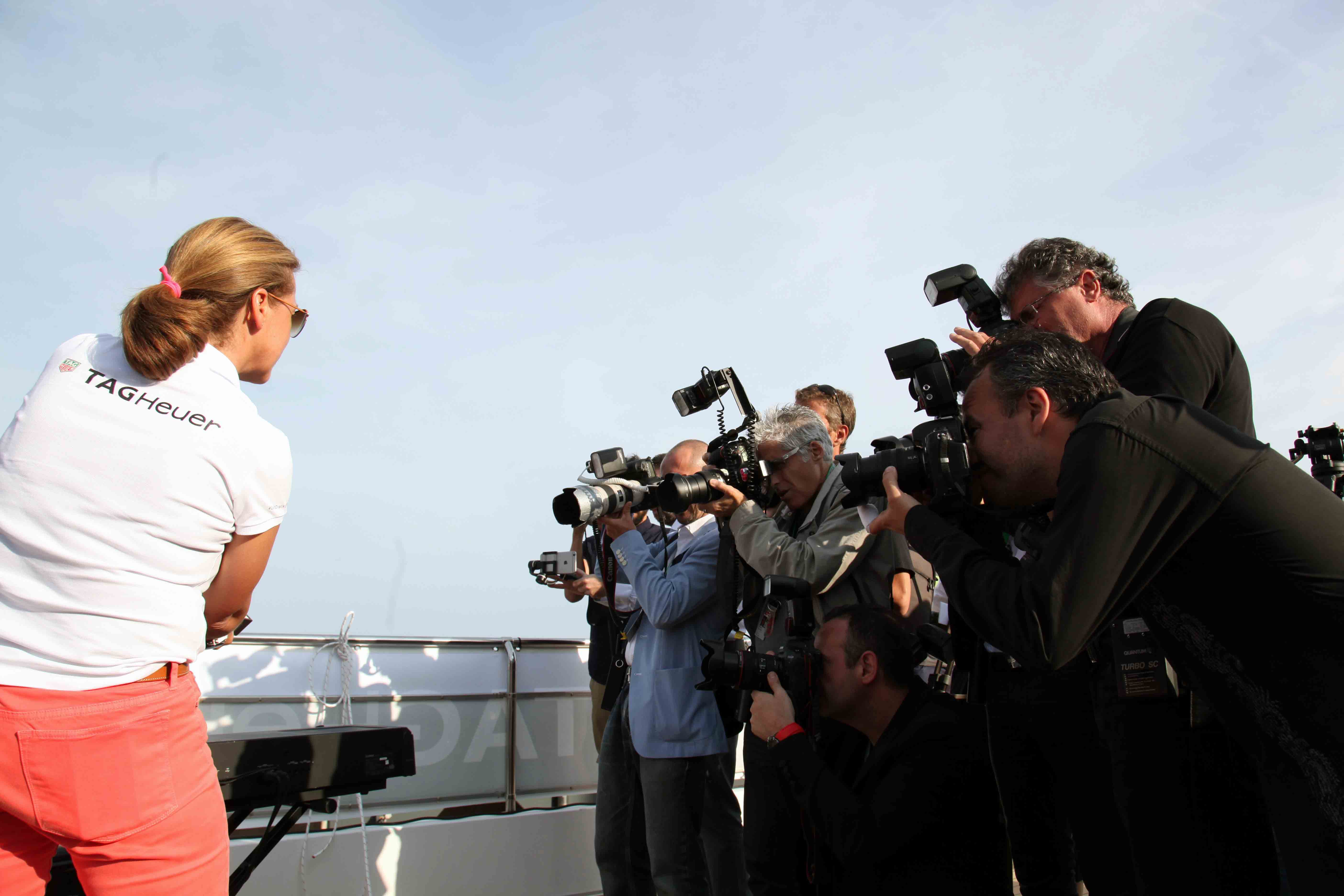 TAG Heuer International PR Director, Marine Lemonnier, presenting the new watch to members of the press. 