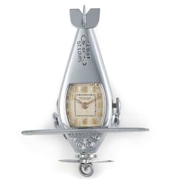 Lot 44 - A 14K White Gold Model Airplane Made By Milos & Diel to commemorate Charles Lindbergh's Transatlantic flight. 