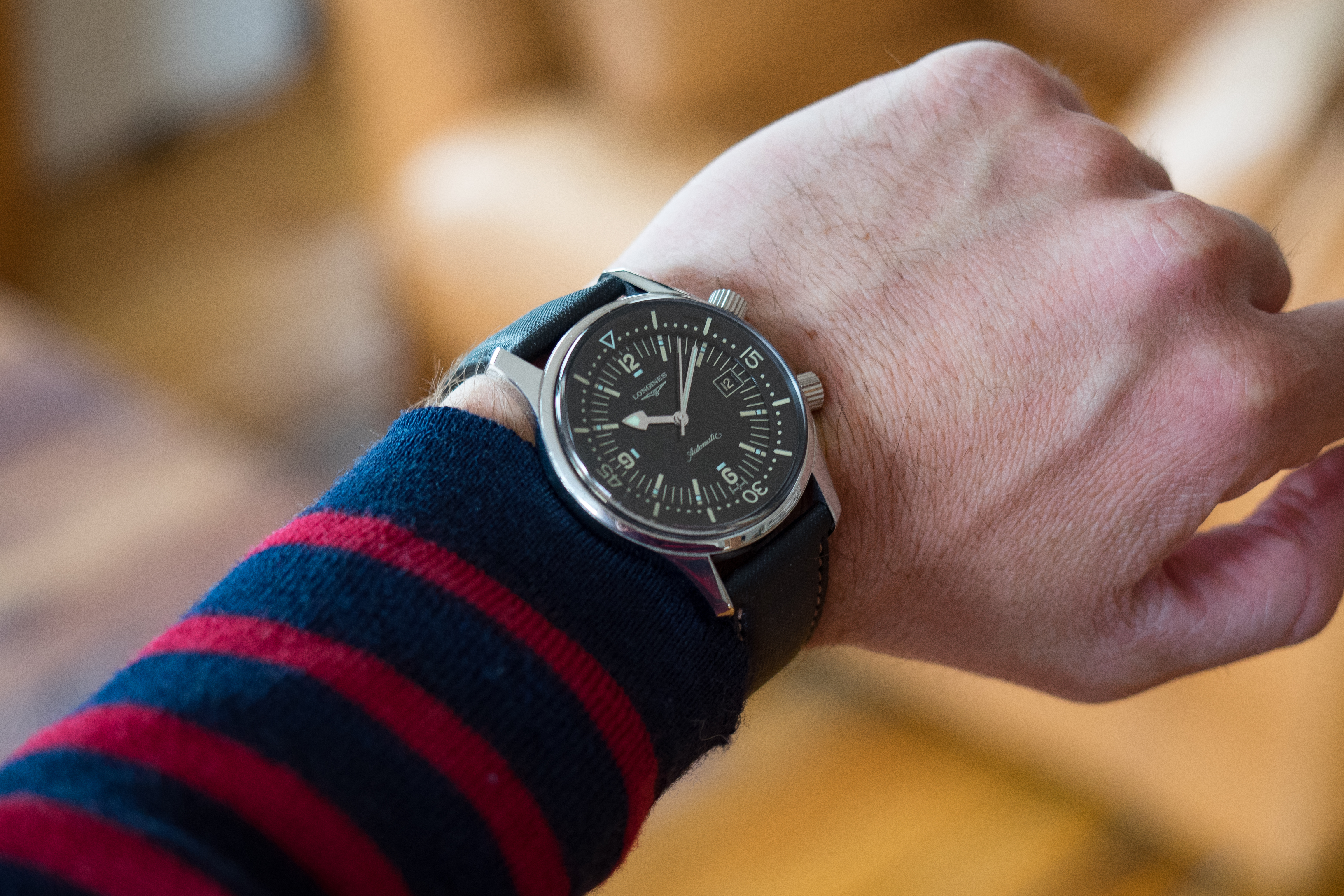 longines legend diver on wrist