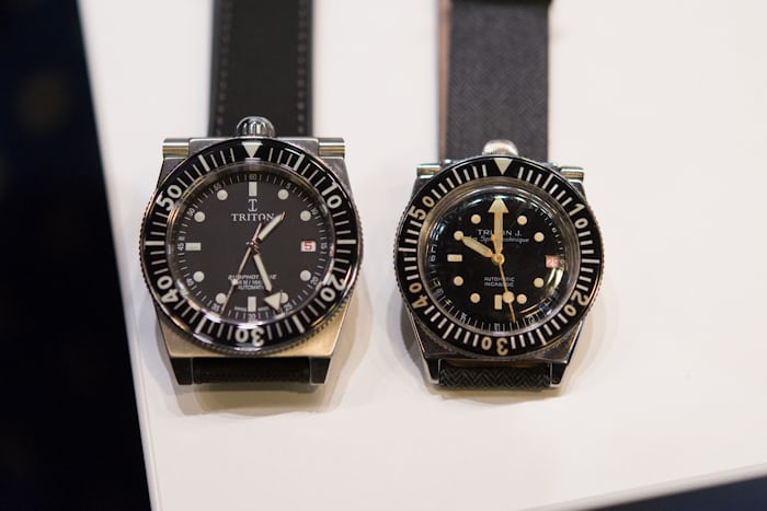 old and new versions of the triton dive watch