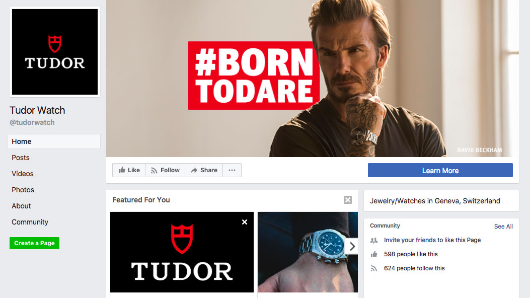 Business News Tudor Joins Facebook With An In Depth Brand