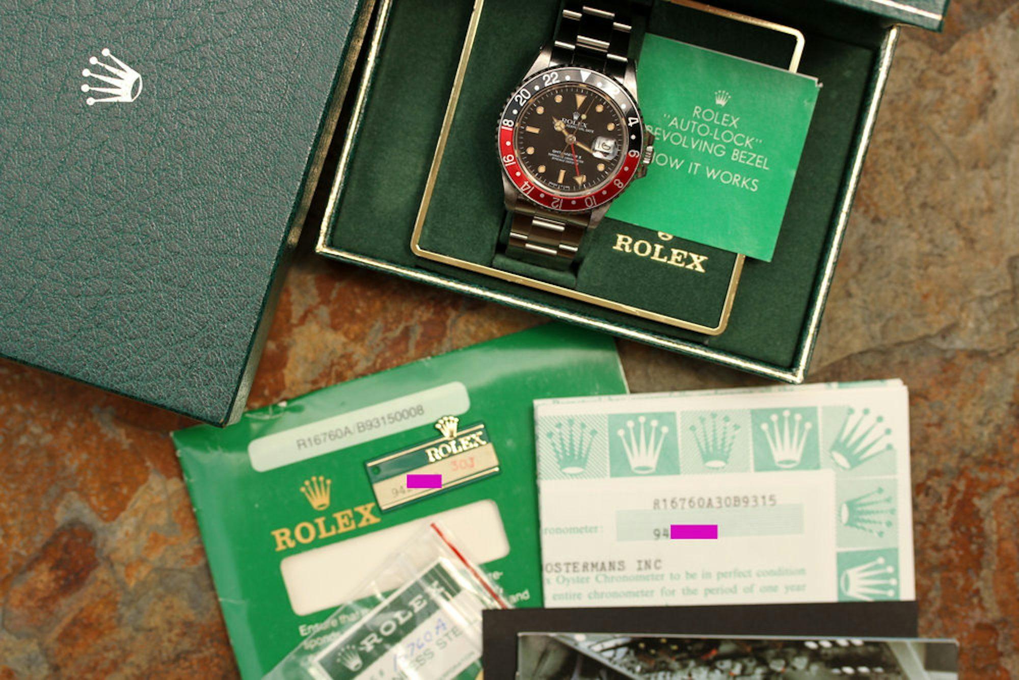 Rolex_GMT_set Rolex_GMT_set Rolex GMT-Master II Bring a Loupe: A Full Set Rolex GMT-Master II Ref. 16760, An IWC Ingenieur Ref. 866, A Square Vacheron Constantin 222, And More Rolex GMT set