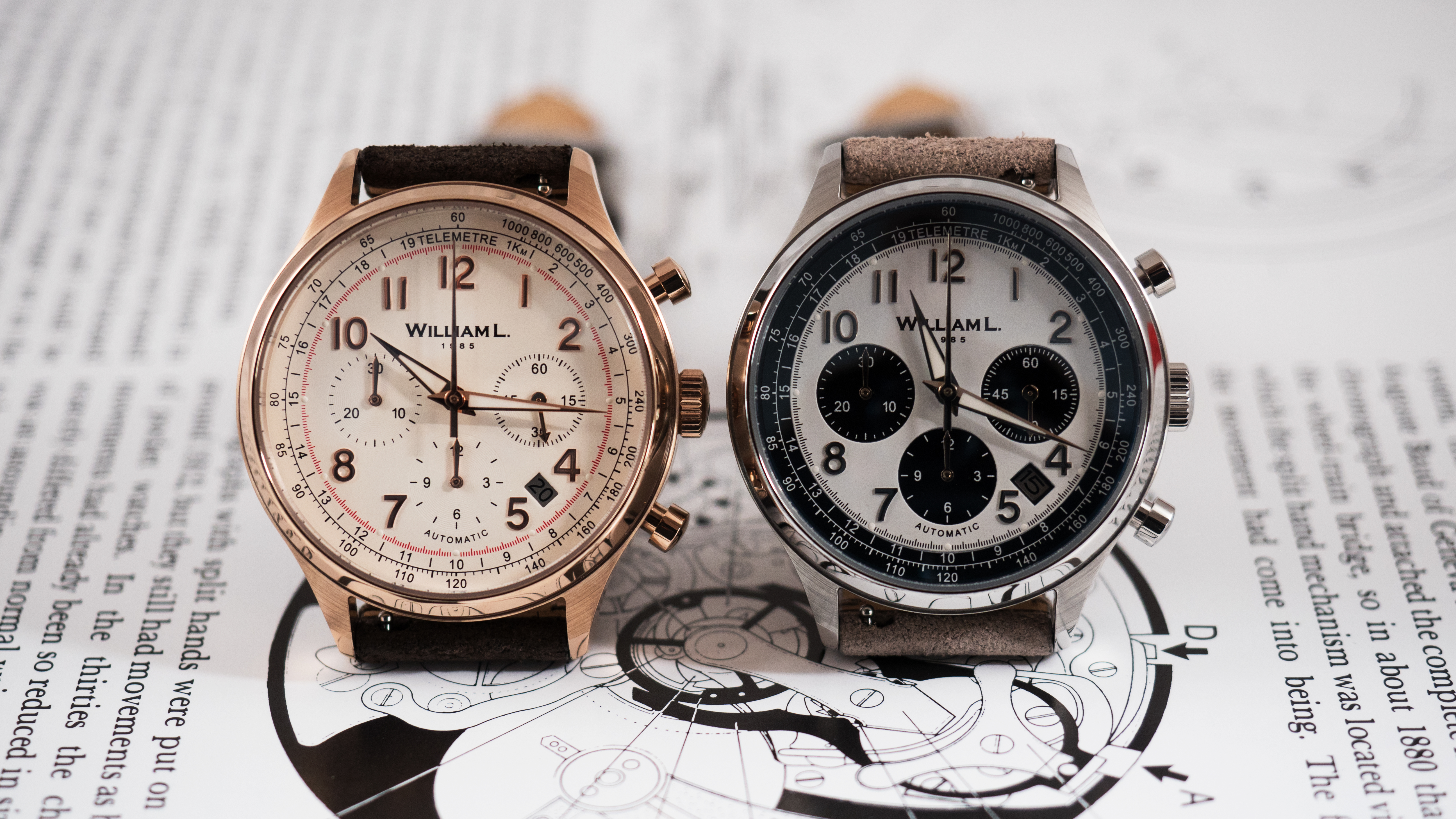 William l 1985 shop vintage style chronograph