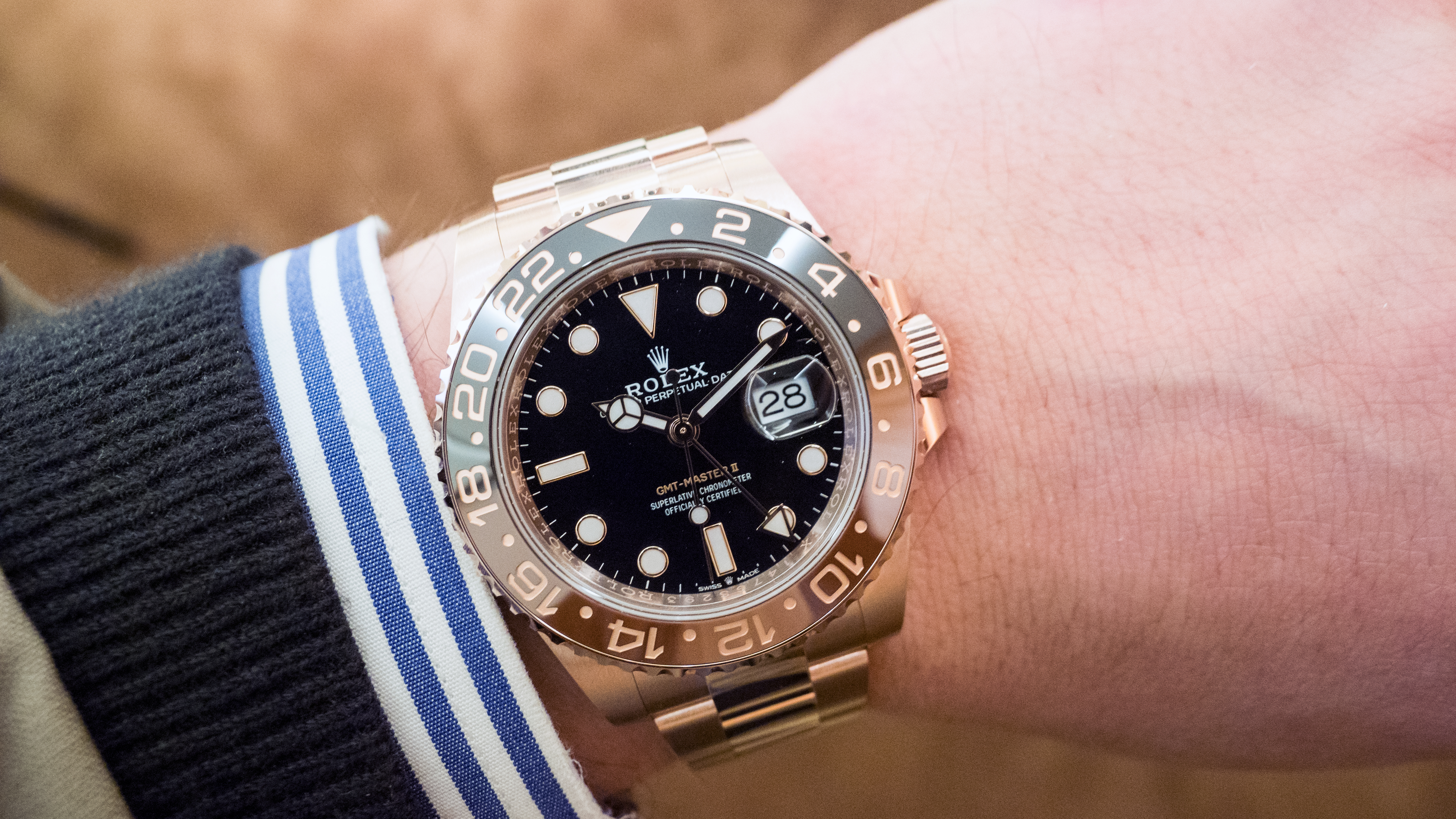 rolex gmt master 2 rose gold two tone