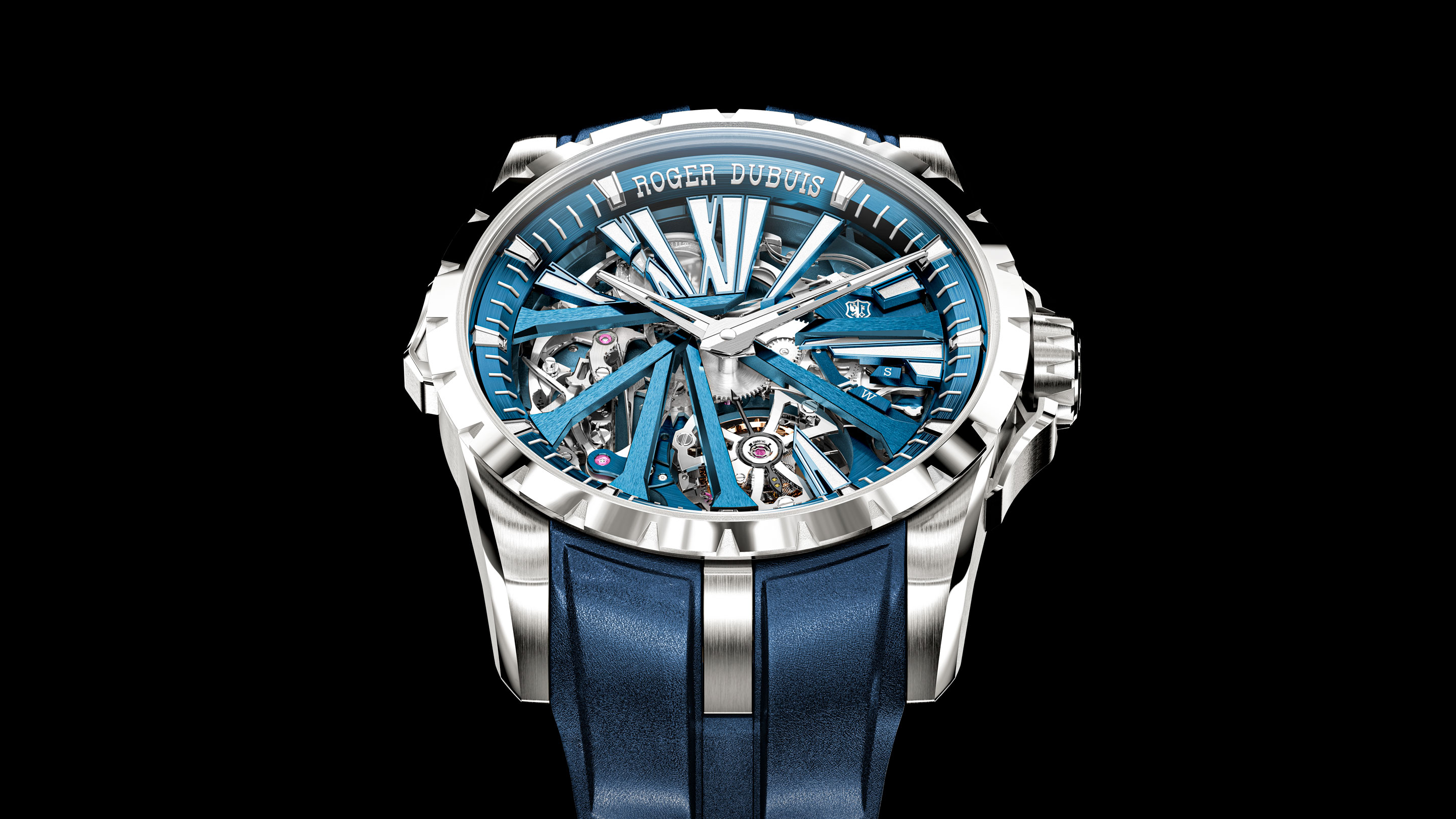 Excalibur 46 46mm Automatic Dual Time Zone Watch With Skeleton Dial, Blue  Inner Rose Gold Case, And Rubber Strap RDDBEX0256/DBX0668 Sport Watch  HWRD9234544 From Db7g, $159.41 | DHgate.Com