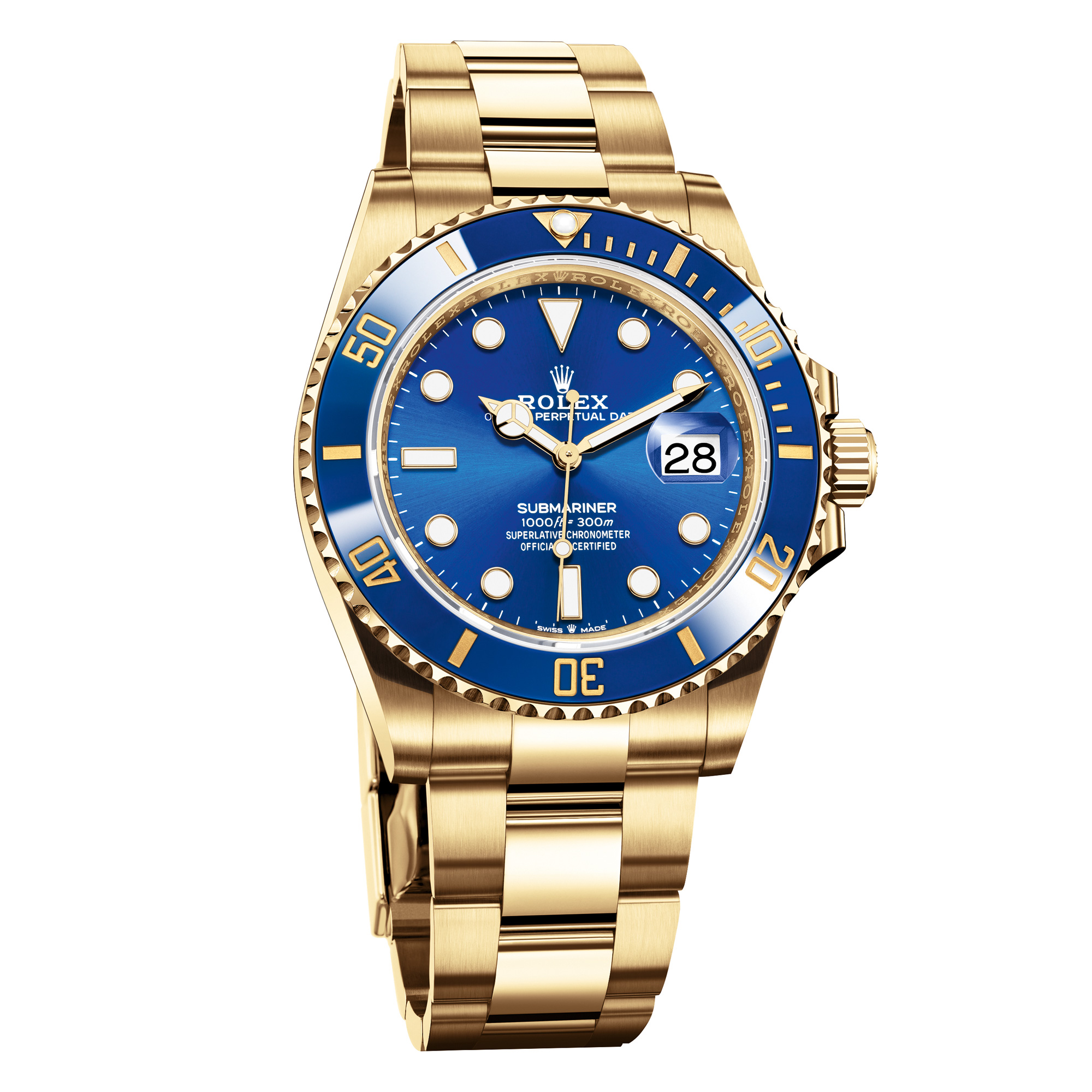 rolex submariner full gold blue dial
