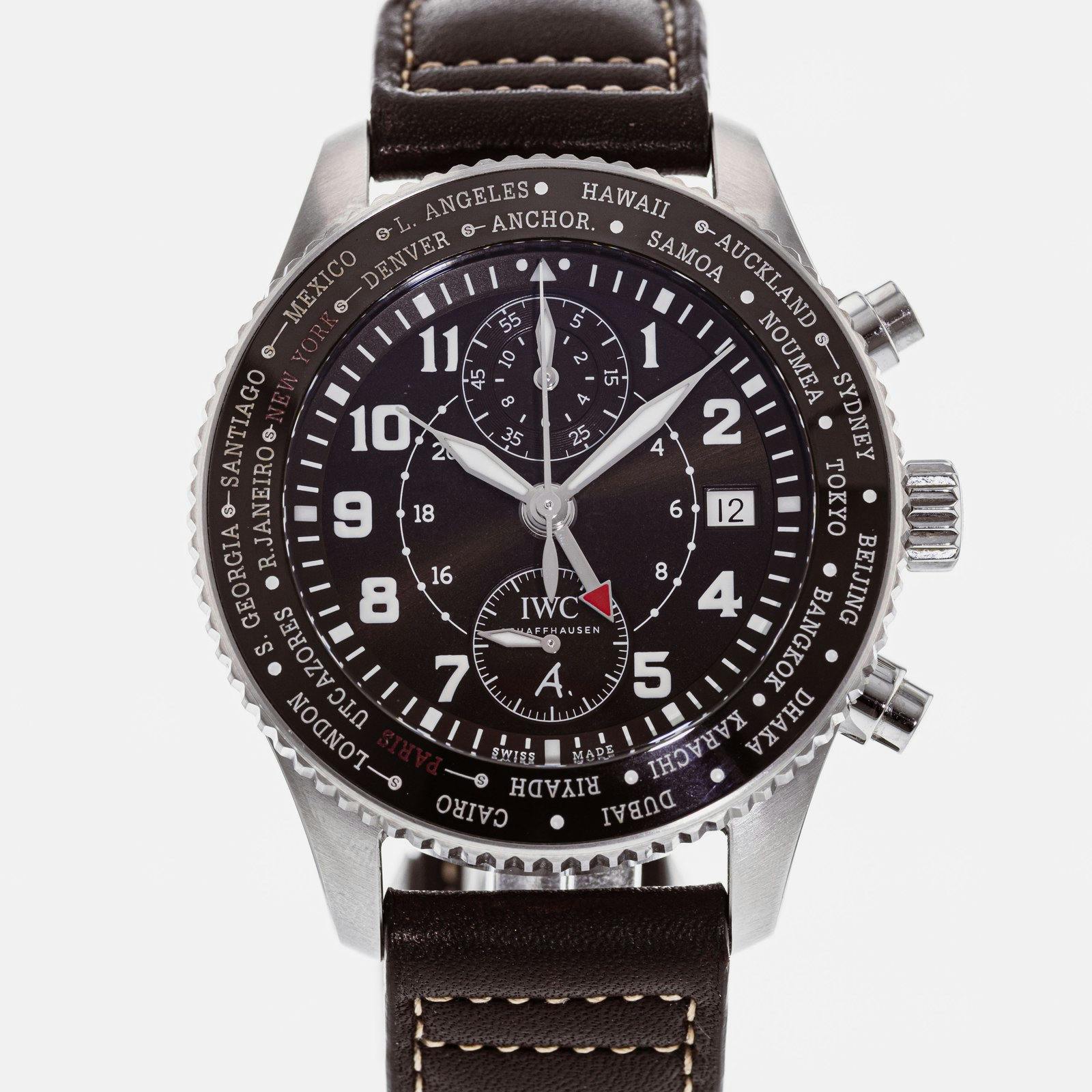 A soldier shot of a IWC Schaffhausen Pilot Timezoner "80 Years Flight to New York" Limited Edition IW3950-03