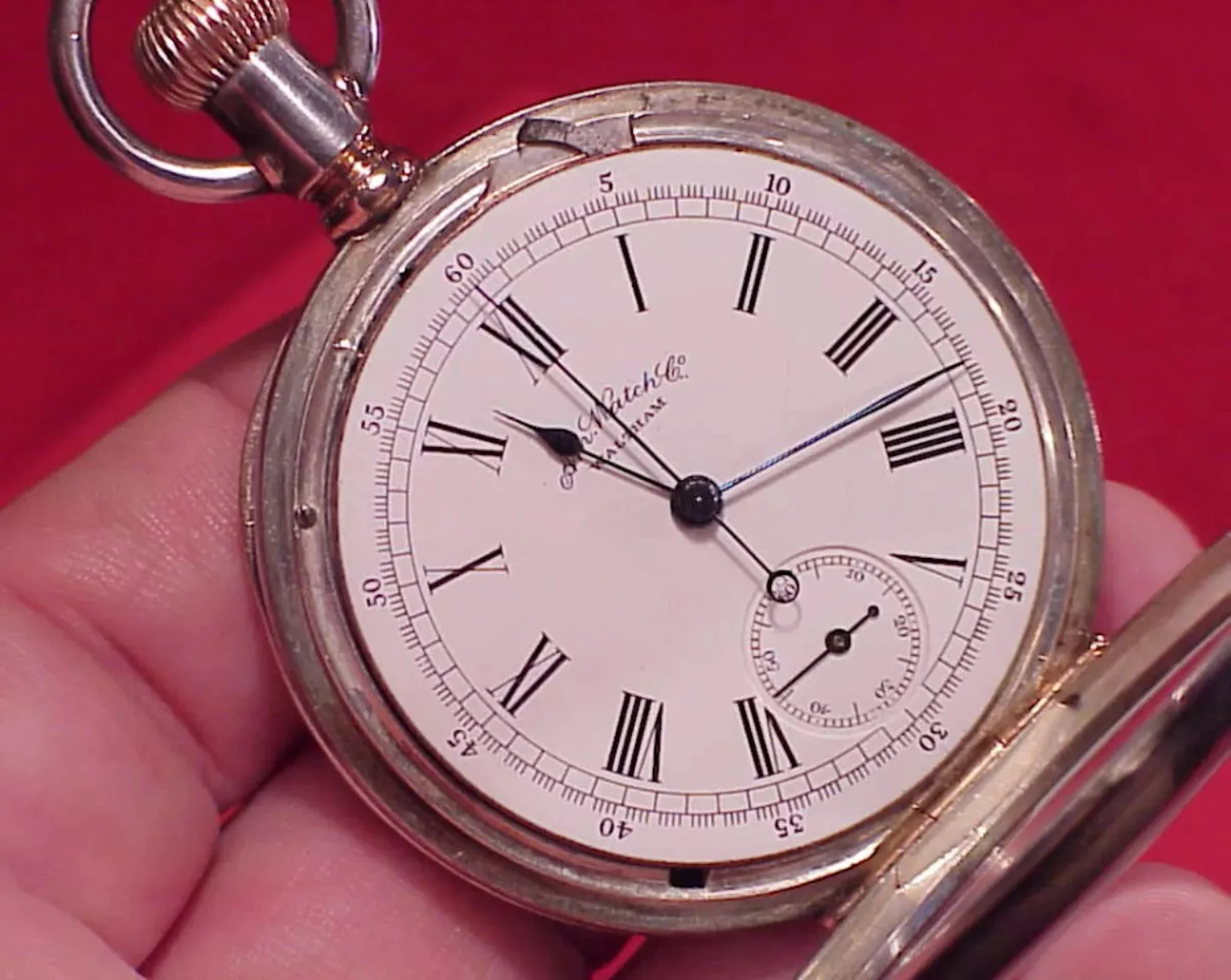 A vintage Waltham pocket watch chronograph