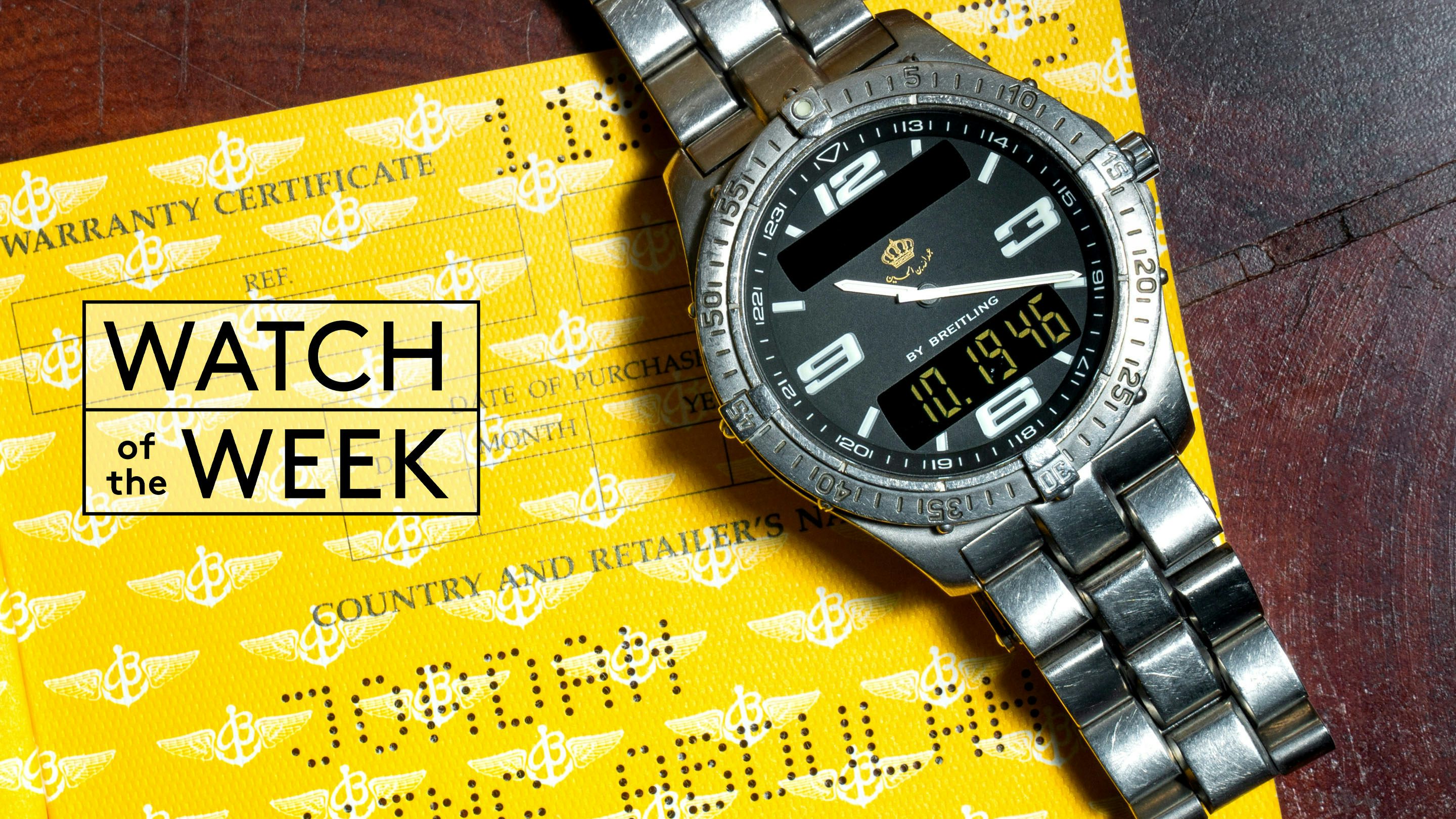 A Breitling watch on a yellow warranty 
