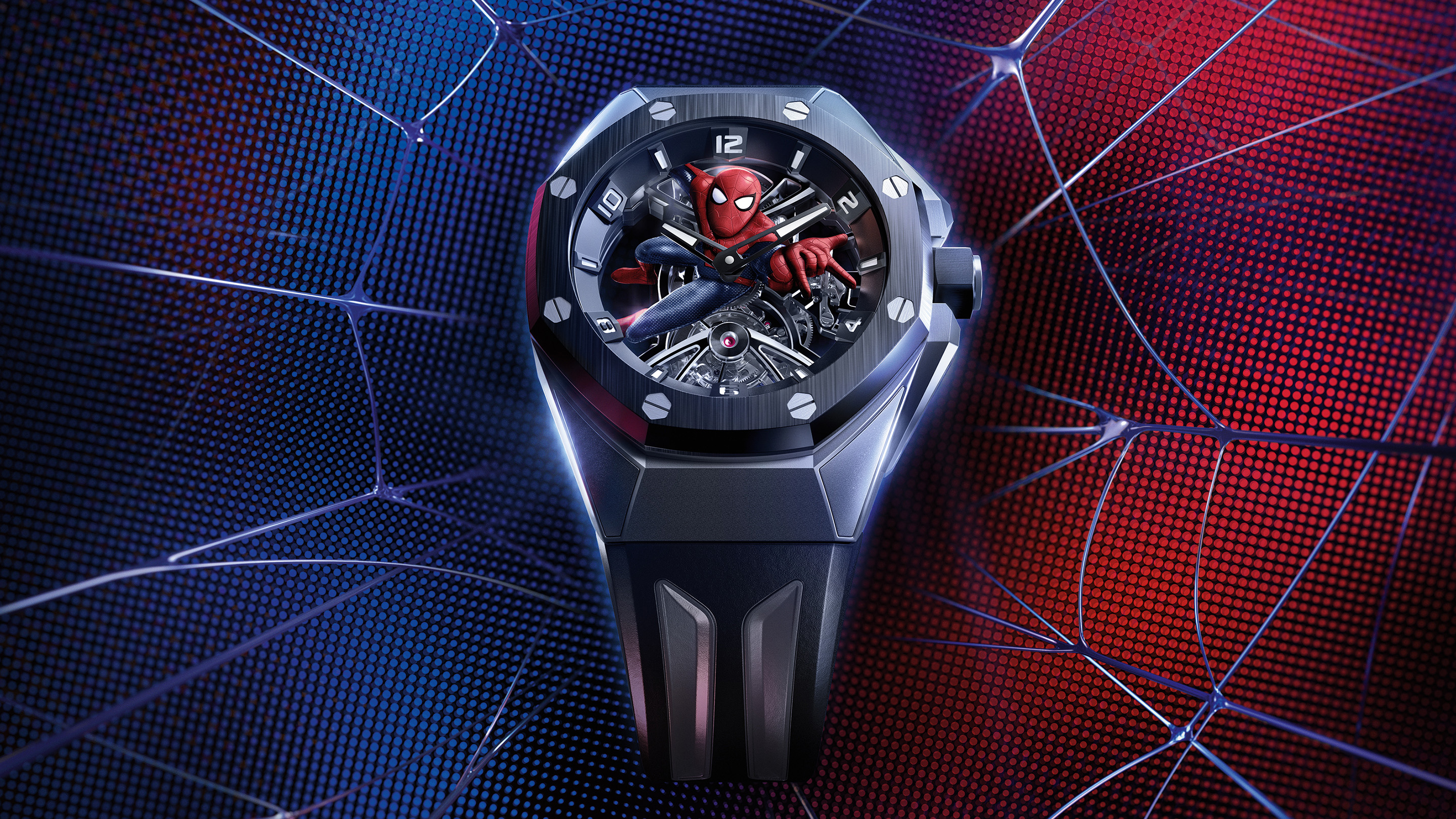 Unisex Spider Rubber Red and Blue Dial Watch | World of Watches