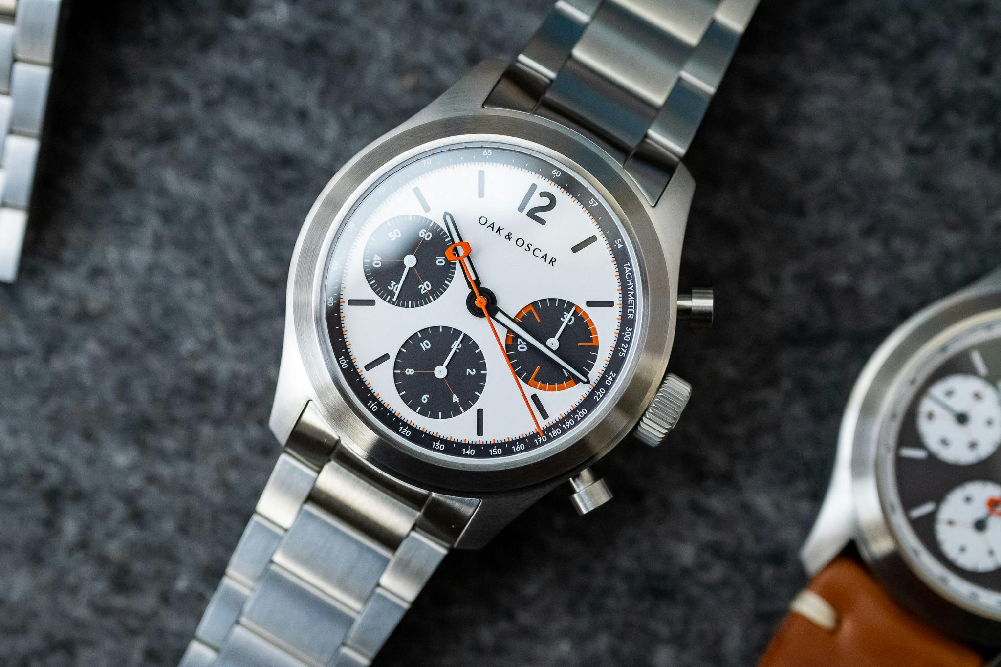 oak and oscar atwood chronograph white dial